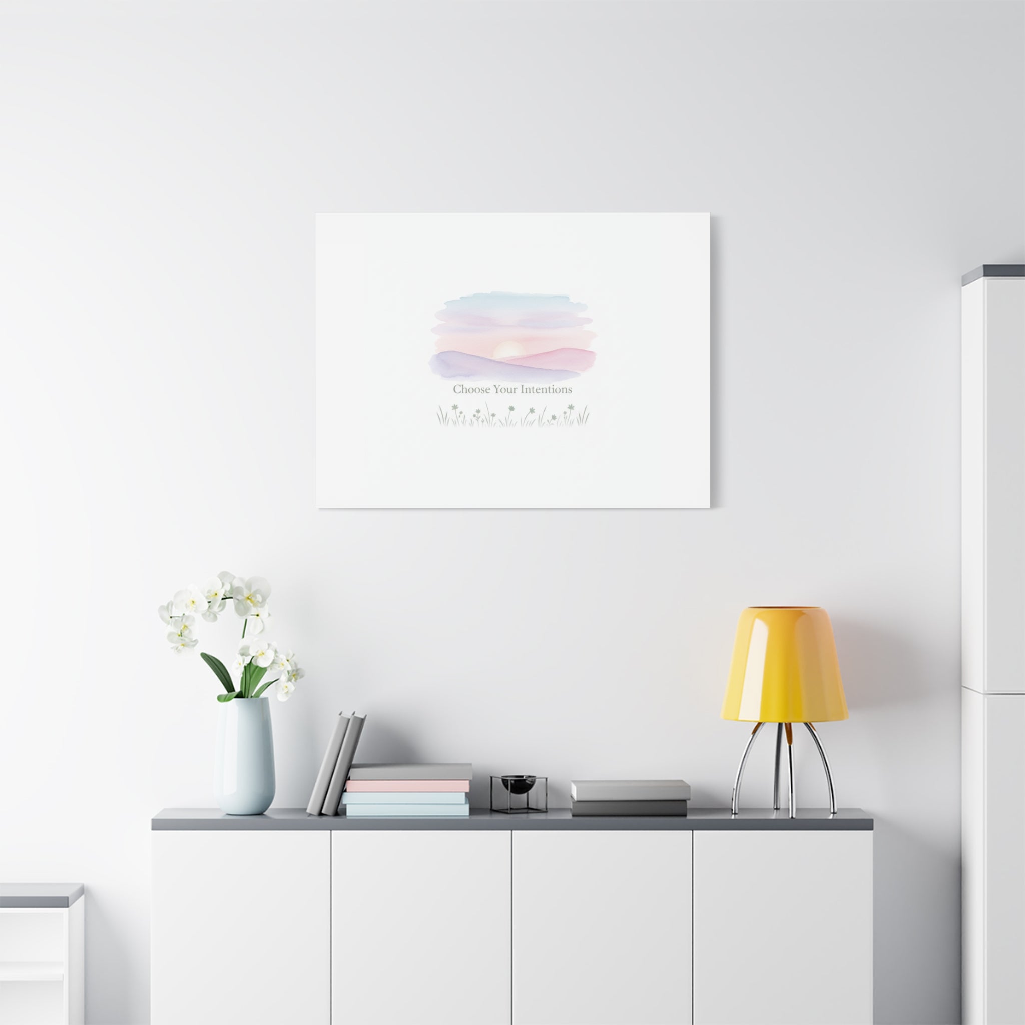 Choose Your Intentions Canvas, soft wellness poster, pastel gradient mindfulness art
