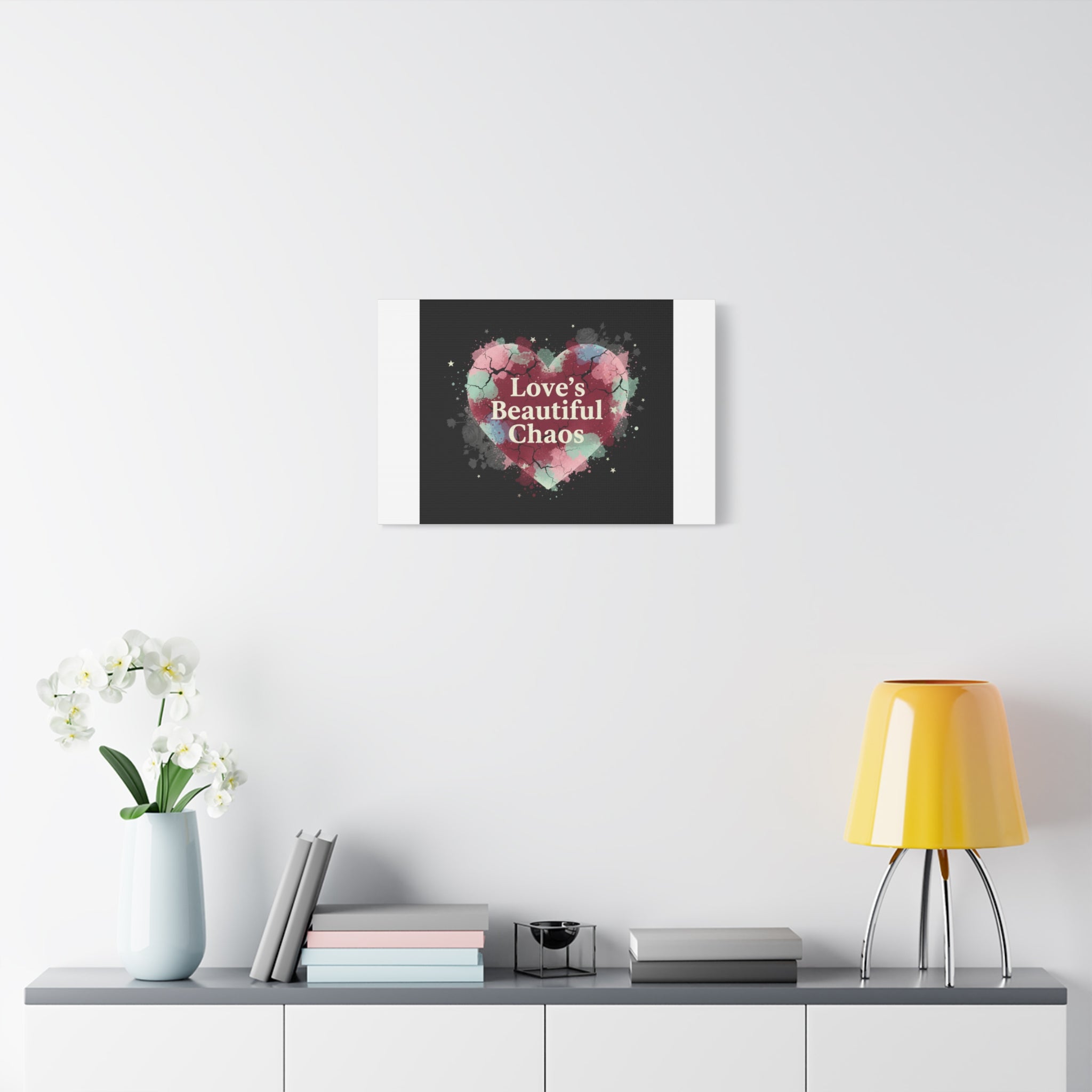 Love's Beautiful Chaos Canvas Print | Soft Grunge Hearts, Distressed Heart Art