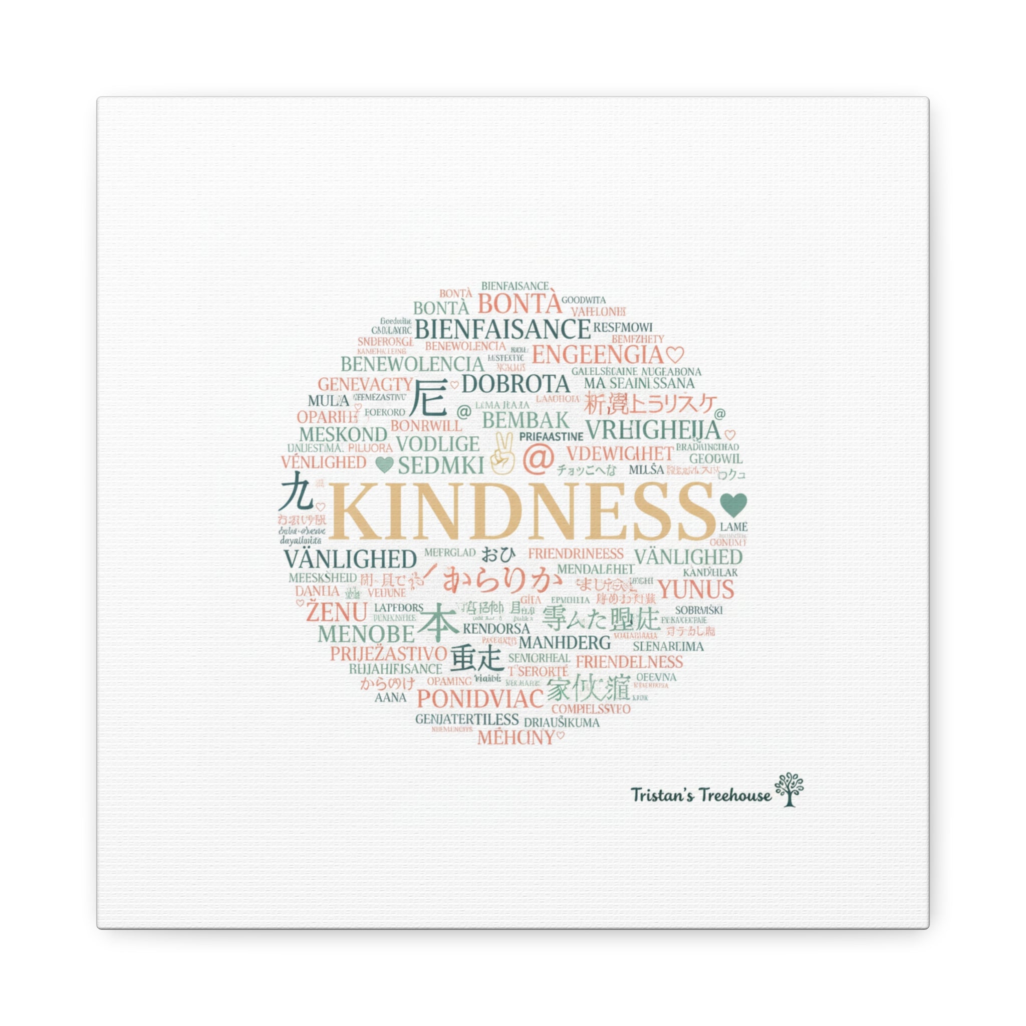 Kindness Word Cloud Canvas | Fresh Start Minimalist Wall Art