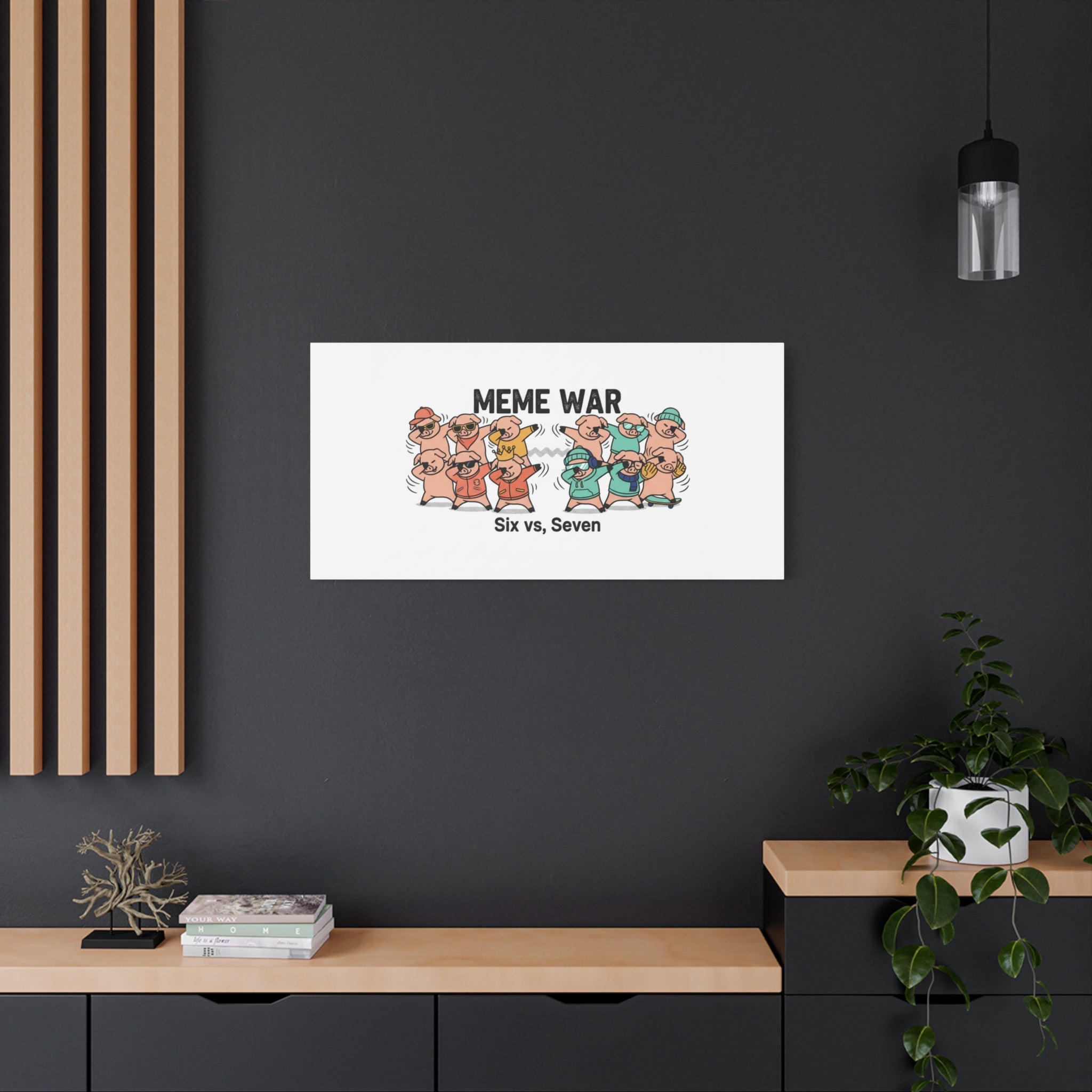 Meme War: Six vs. Seven Canvas Wall Art