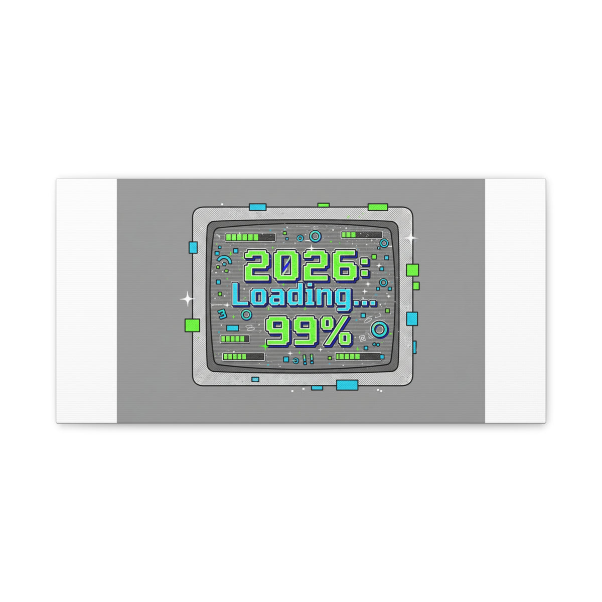 2026 Loading 99% Canvas | NYE countdown, retro system interface
