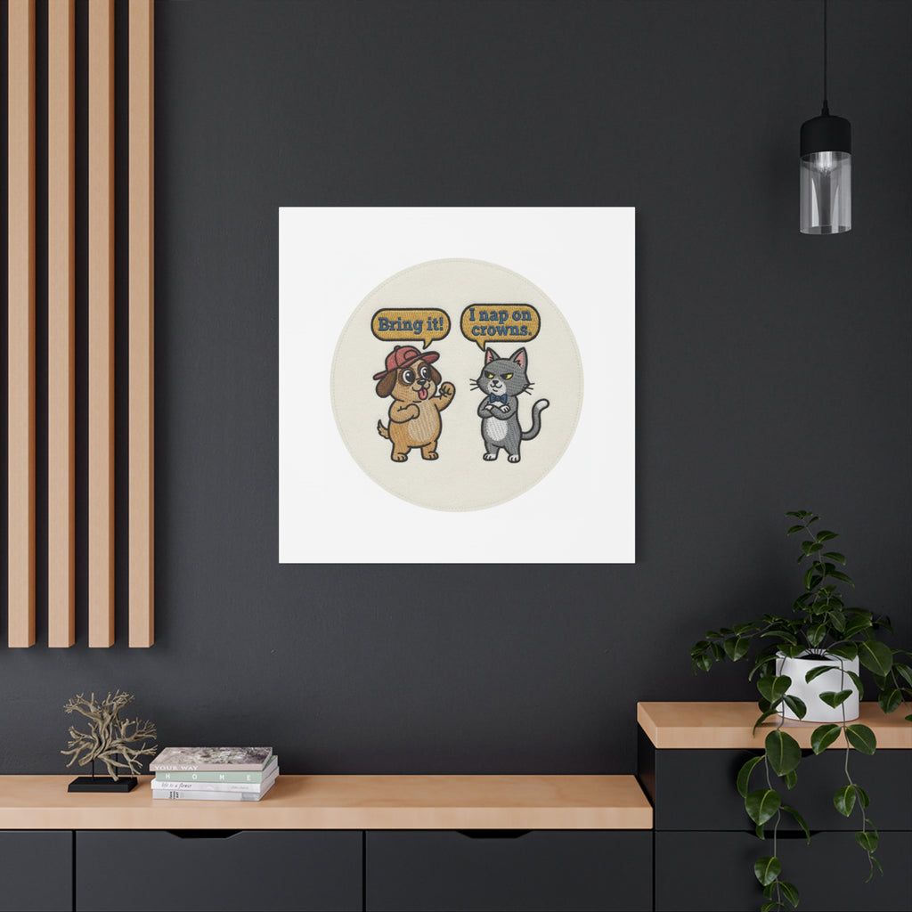 Funny Cat vs Dog Canvas | Pet Rivalry Wall Art