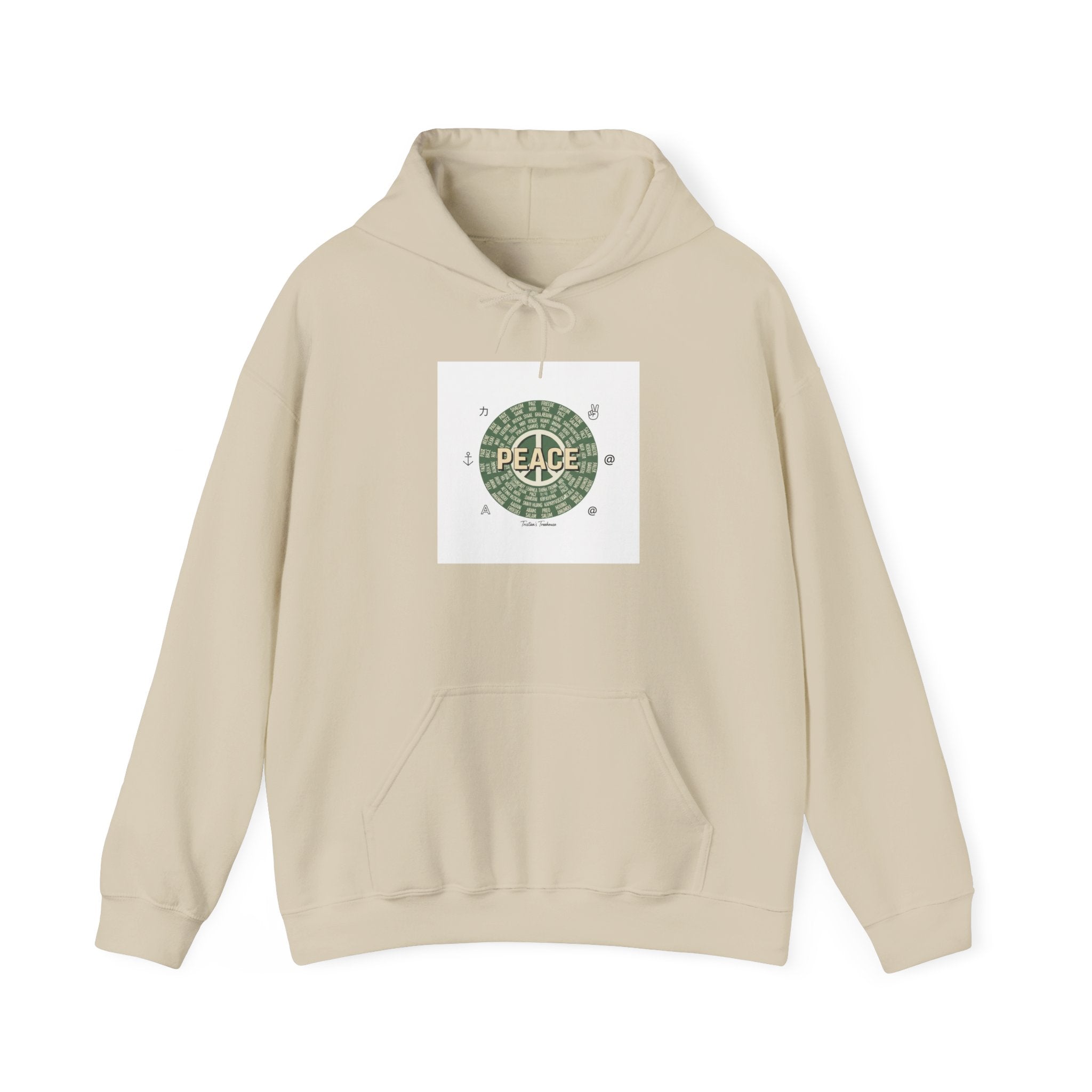 Handwritten Peace Doodle Hoodie | sketch aesthetic, hand drawn message