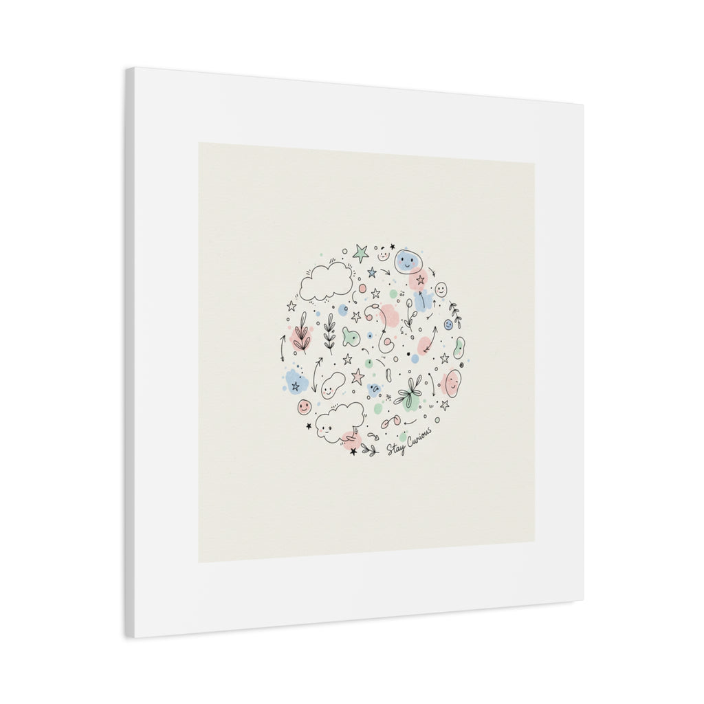 Doodle Circle Line Drawing Matte Canvas, Hand-Drawn Sketch Art