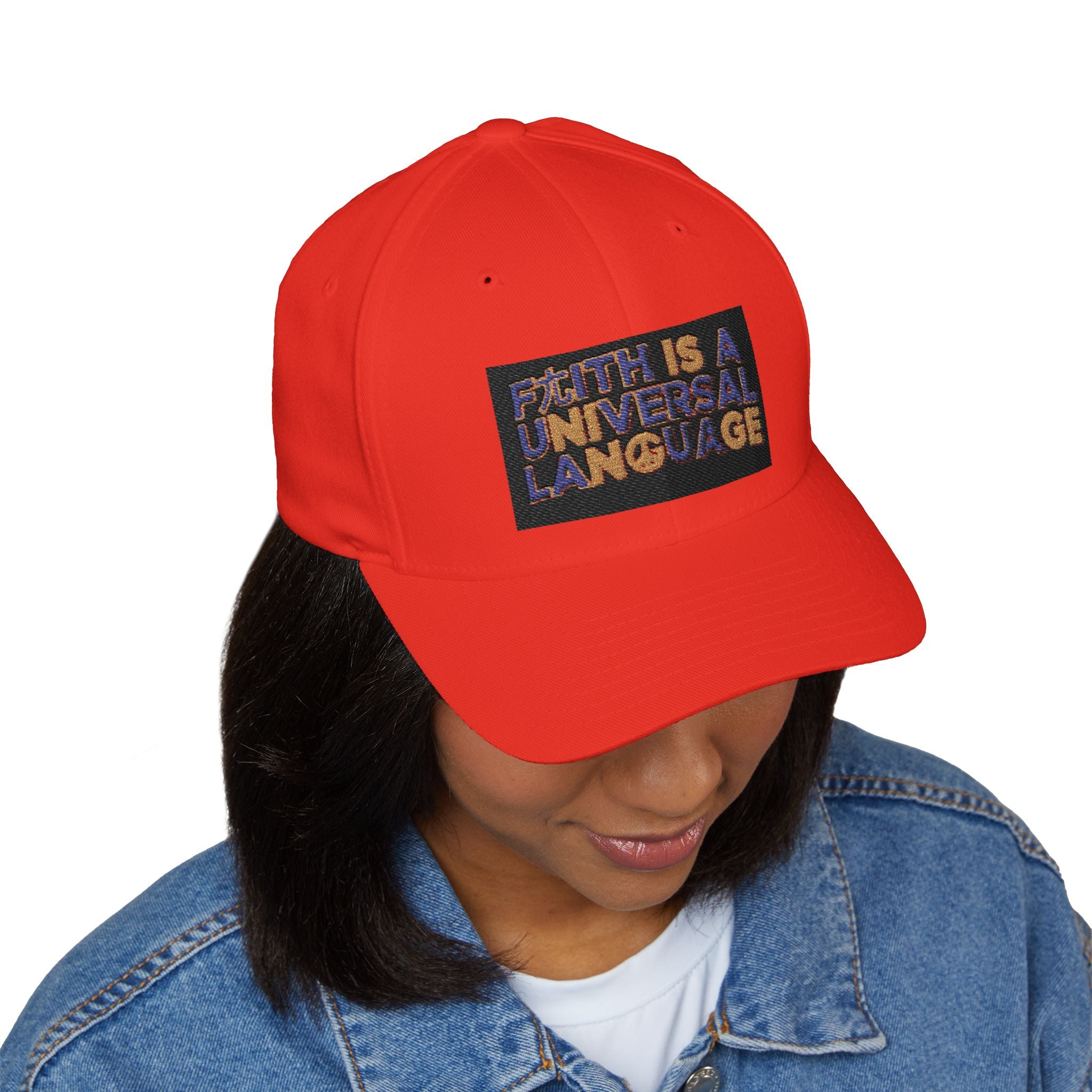 Embroidered 'Faith Is A Universal Language' Closed-Back Cap