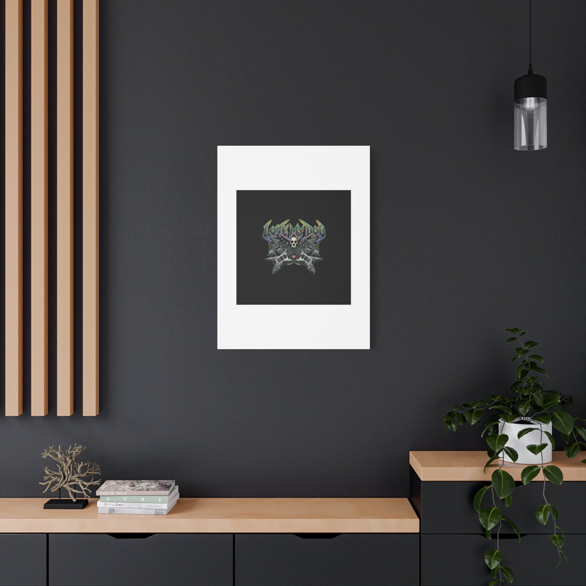 Love My Dog metal font Canvas | gothic wellness quote, edgy self-care merch