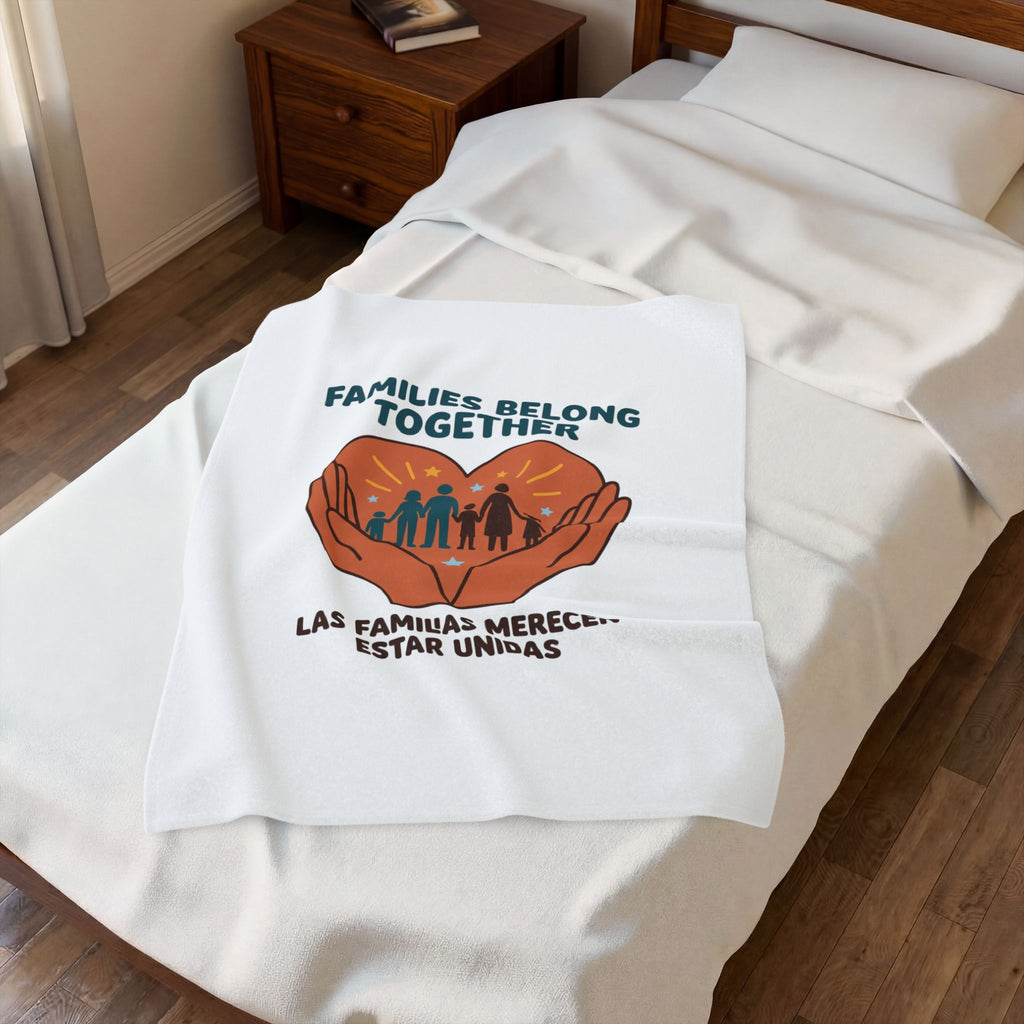 Families Belong Together Velveteen Blanket | family unity, bilingual solidarity