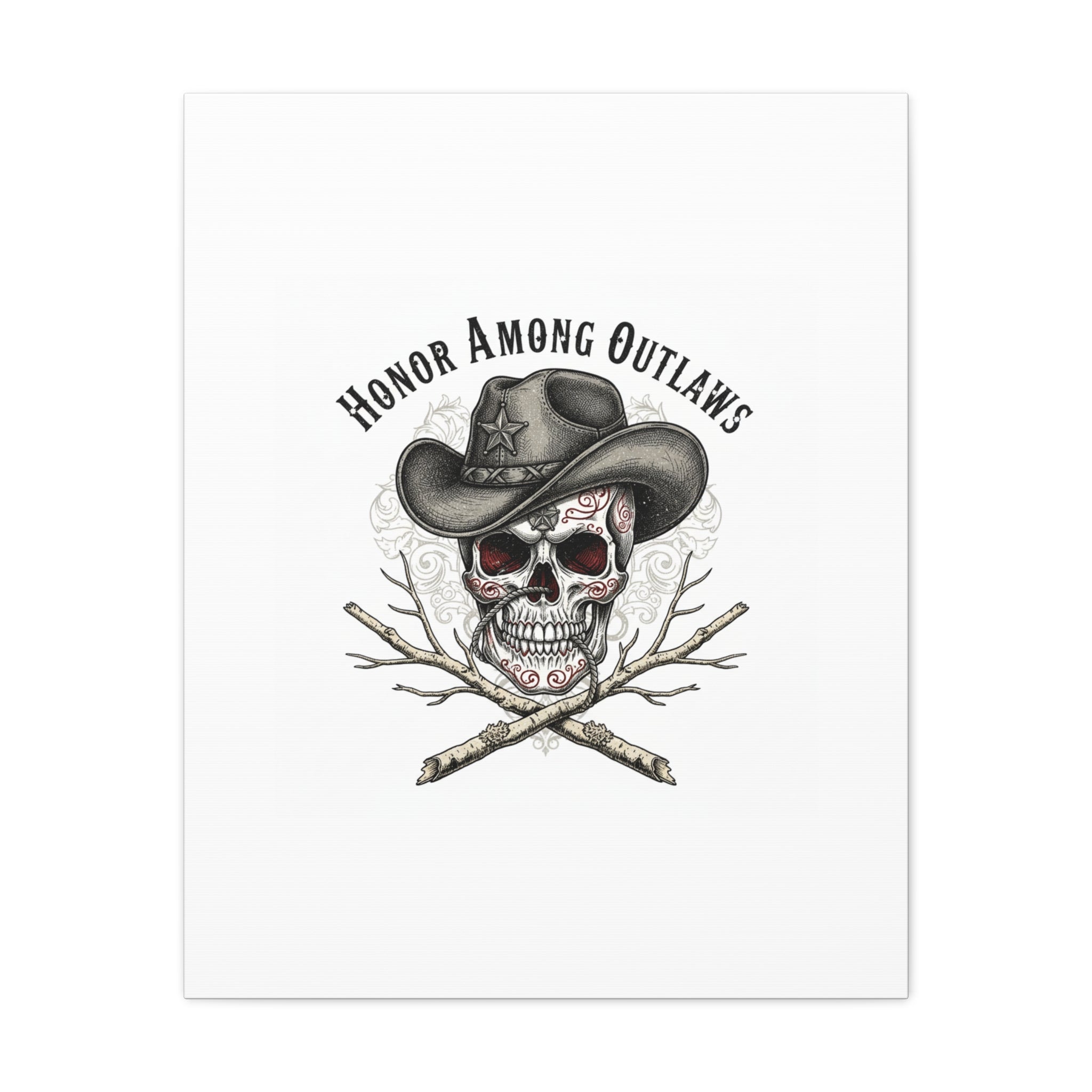 Honor Among Outlaws Canvas | Western Skull Art, Gothic Americana Desert Noir