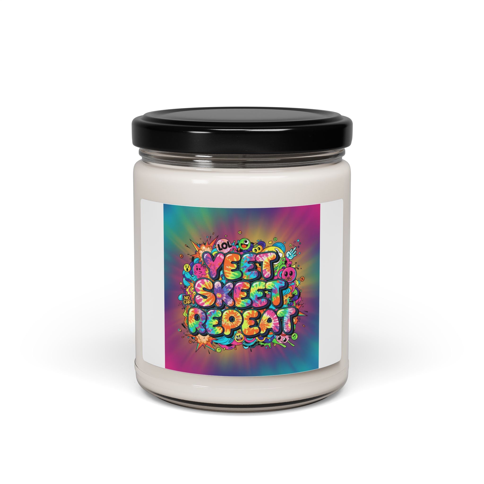 Yeet Sweet Repeat Candle | Slogan & Glitch Graphic, Soy Jar