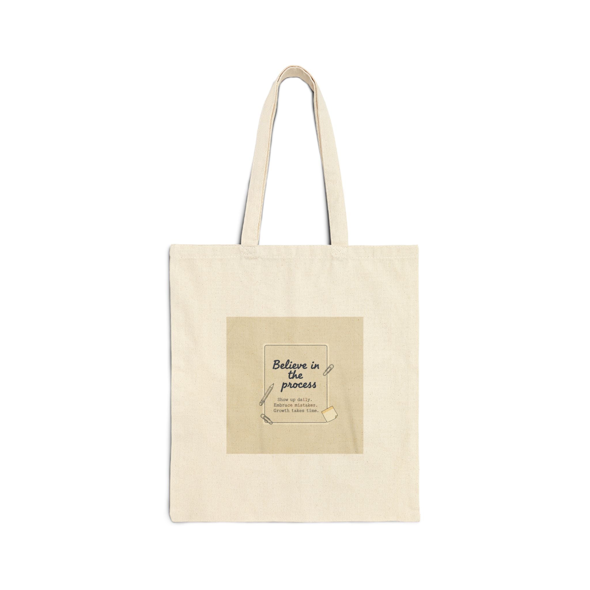 Believe in the Process Tote | note to self, handwritten reminder canvas
