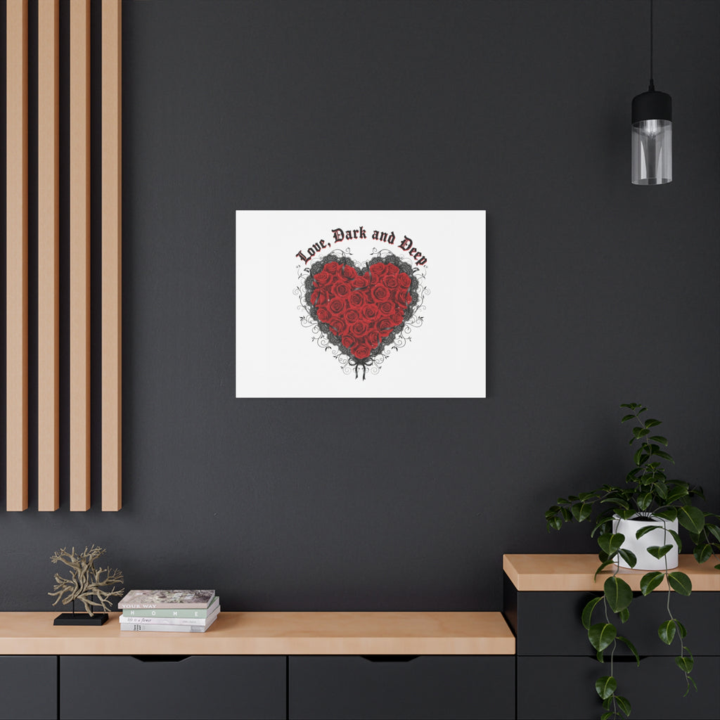 Love Dark and Deep Heart Canvas, Nu Romantic Gothic Romance, 80s Nostalgia