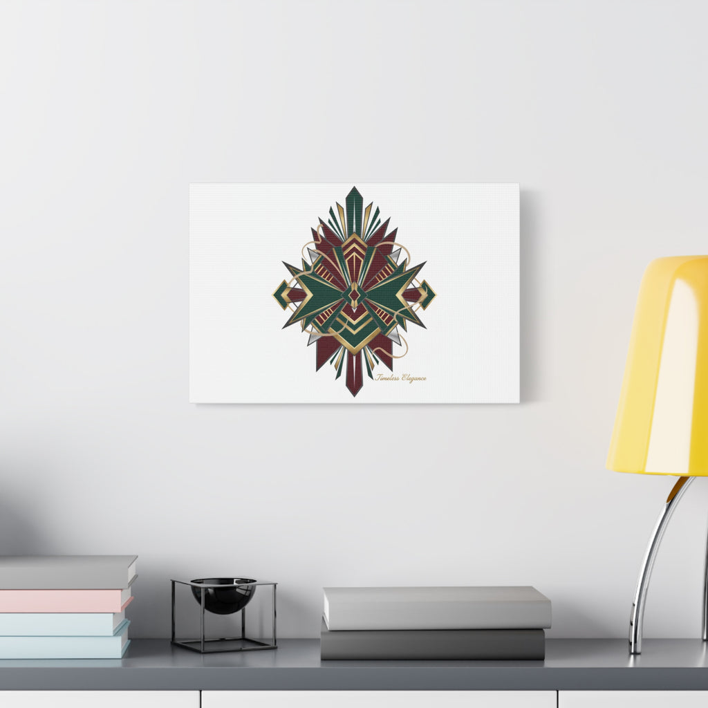 Art Deco geometric brass print Canvas | Neo-Deco chrome & gold fan motif