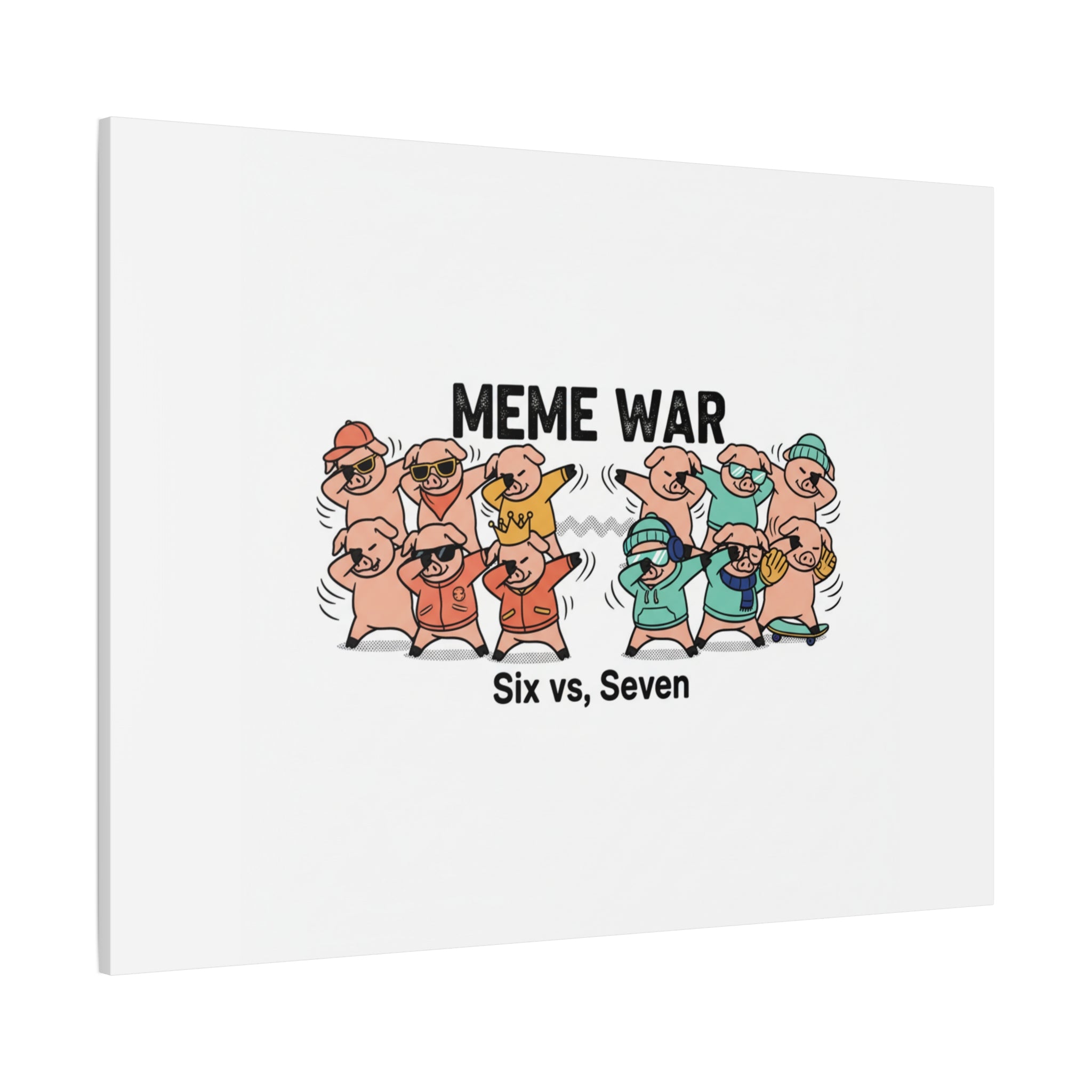 Meme War: Six vs. Seven Canvas Wall Art