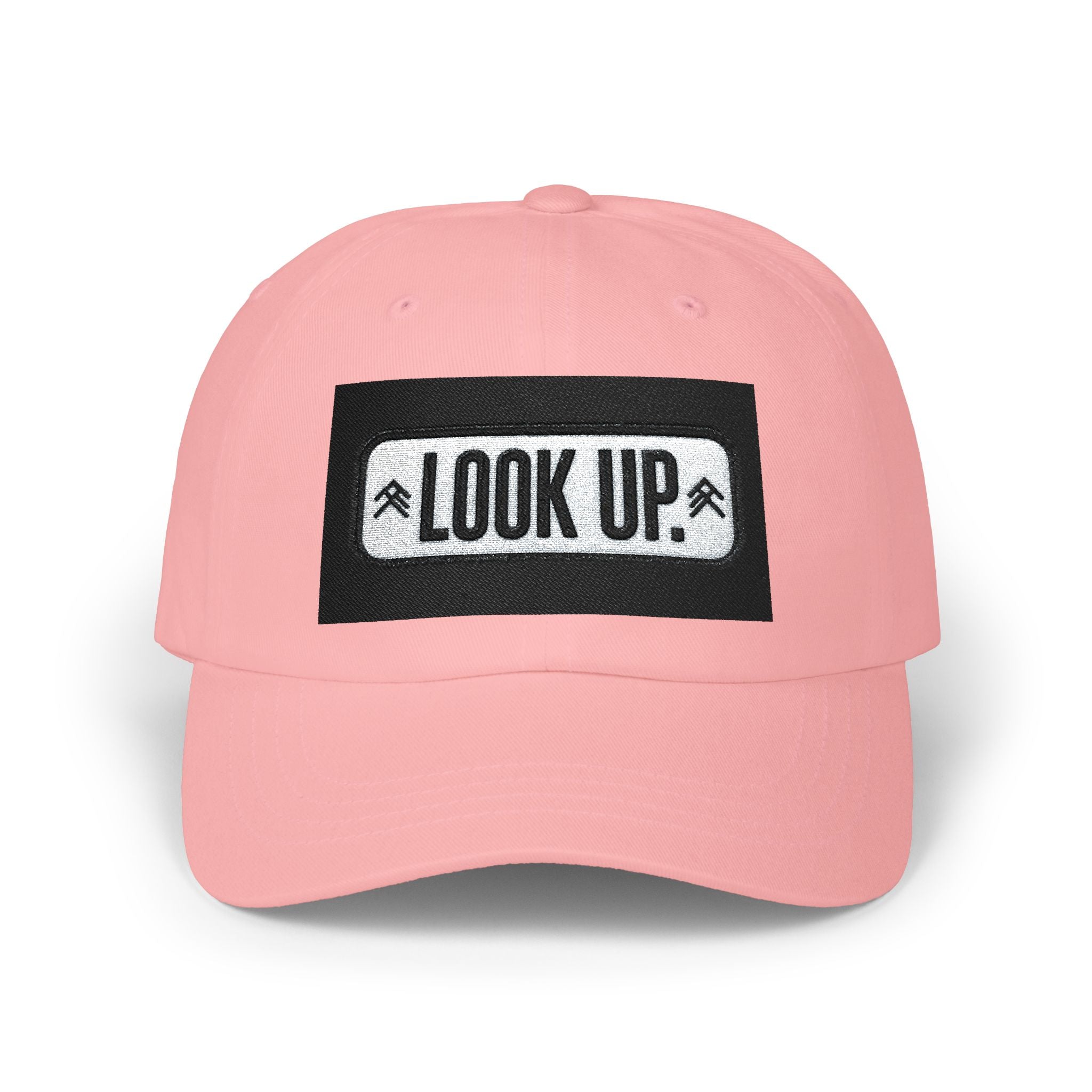 Look Up Embroidered Dad Cap — Minimalist White Baseball Hat