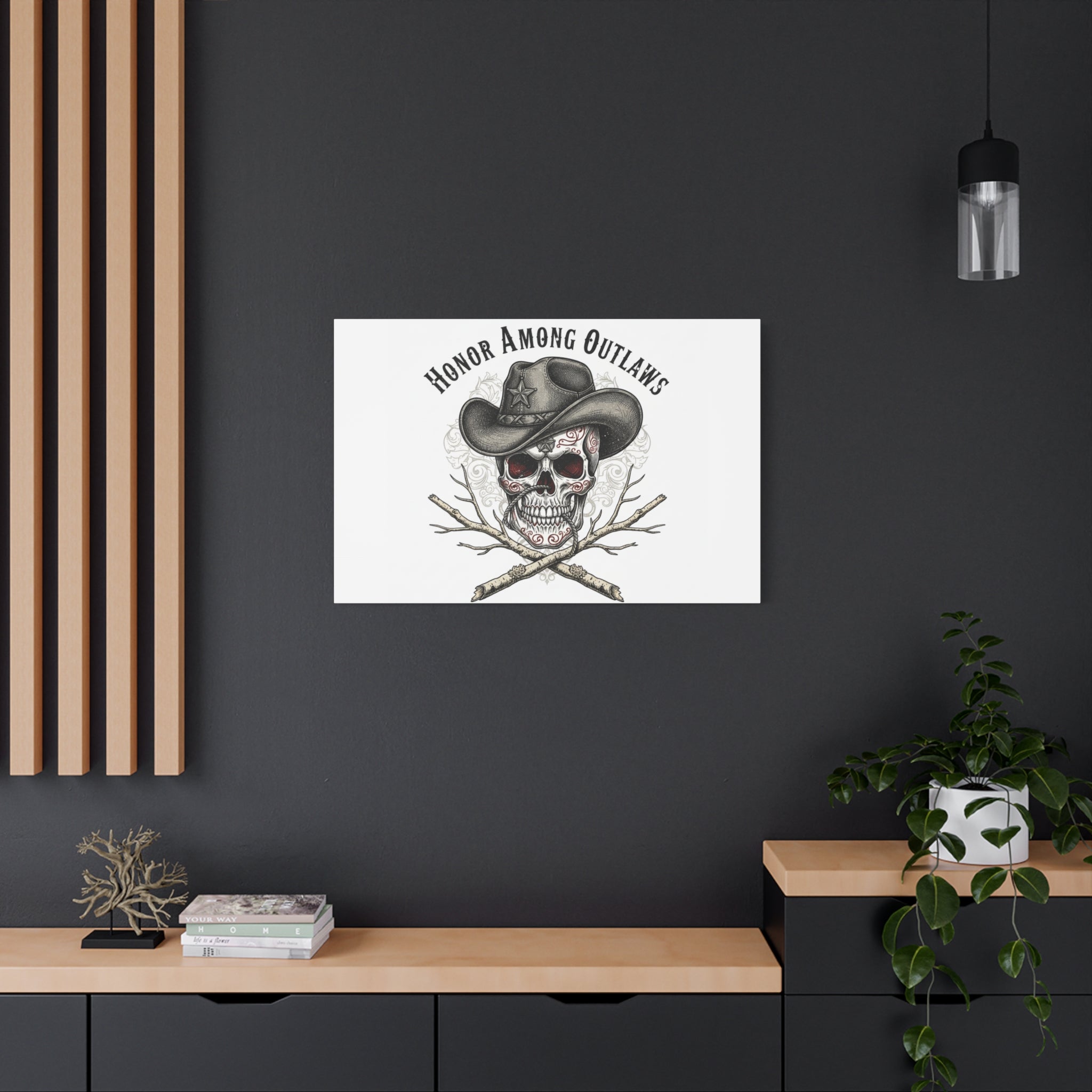Honor Among Outlaws Canvas | Western Skull Art, Gothic Americana Desert Noir