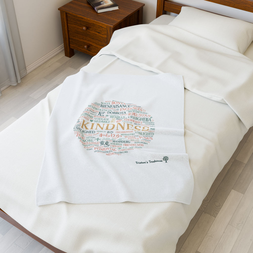Kindness Word Cloud Blanket | Fresh-Start Minimalism, Neutral Throw