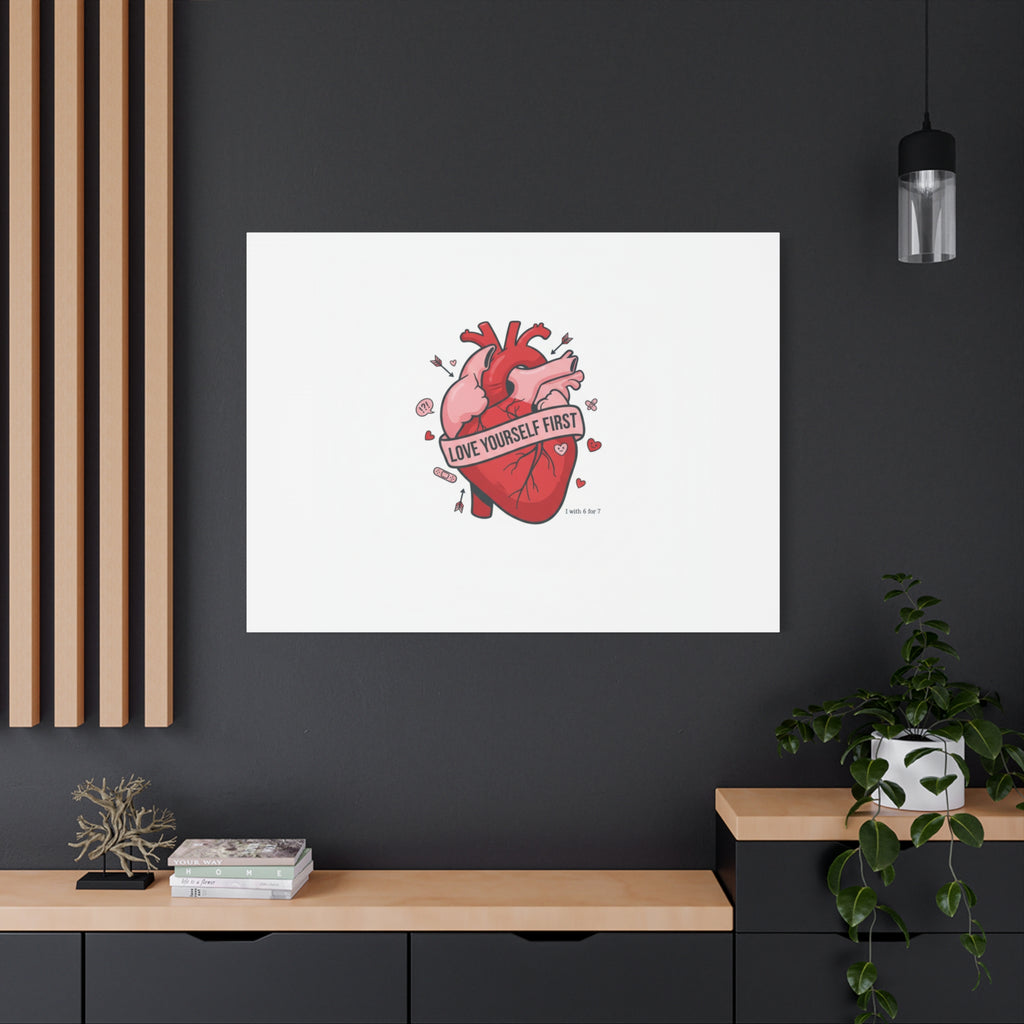 Love Yourself First Canvas, Hearts-with-a-Twist, Anti-Valentine Art