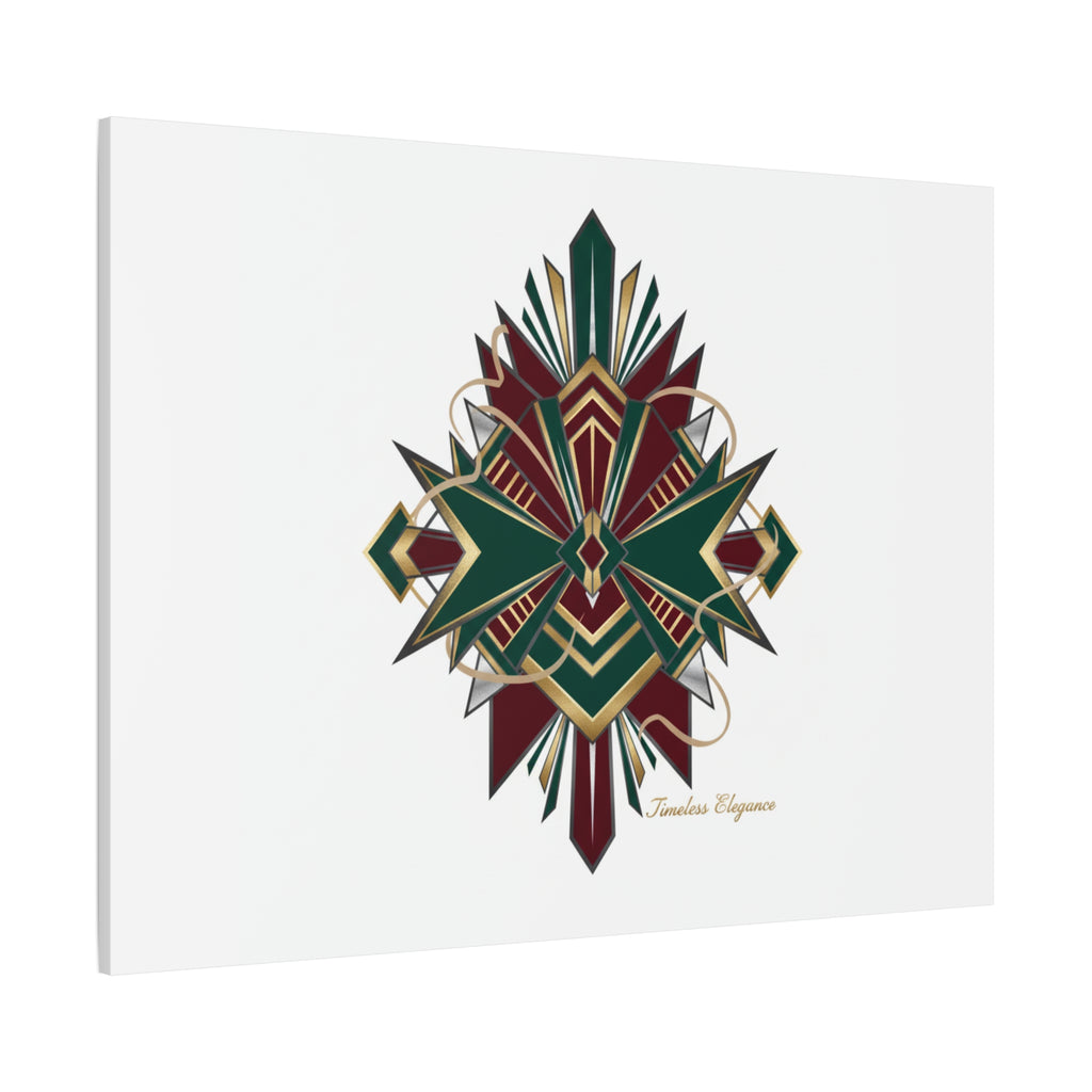 Art Deco geometric brass print Canvas | Neo-Deco chrome & gold fan motif