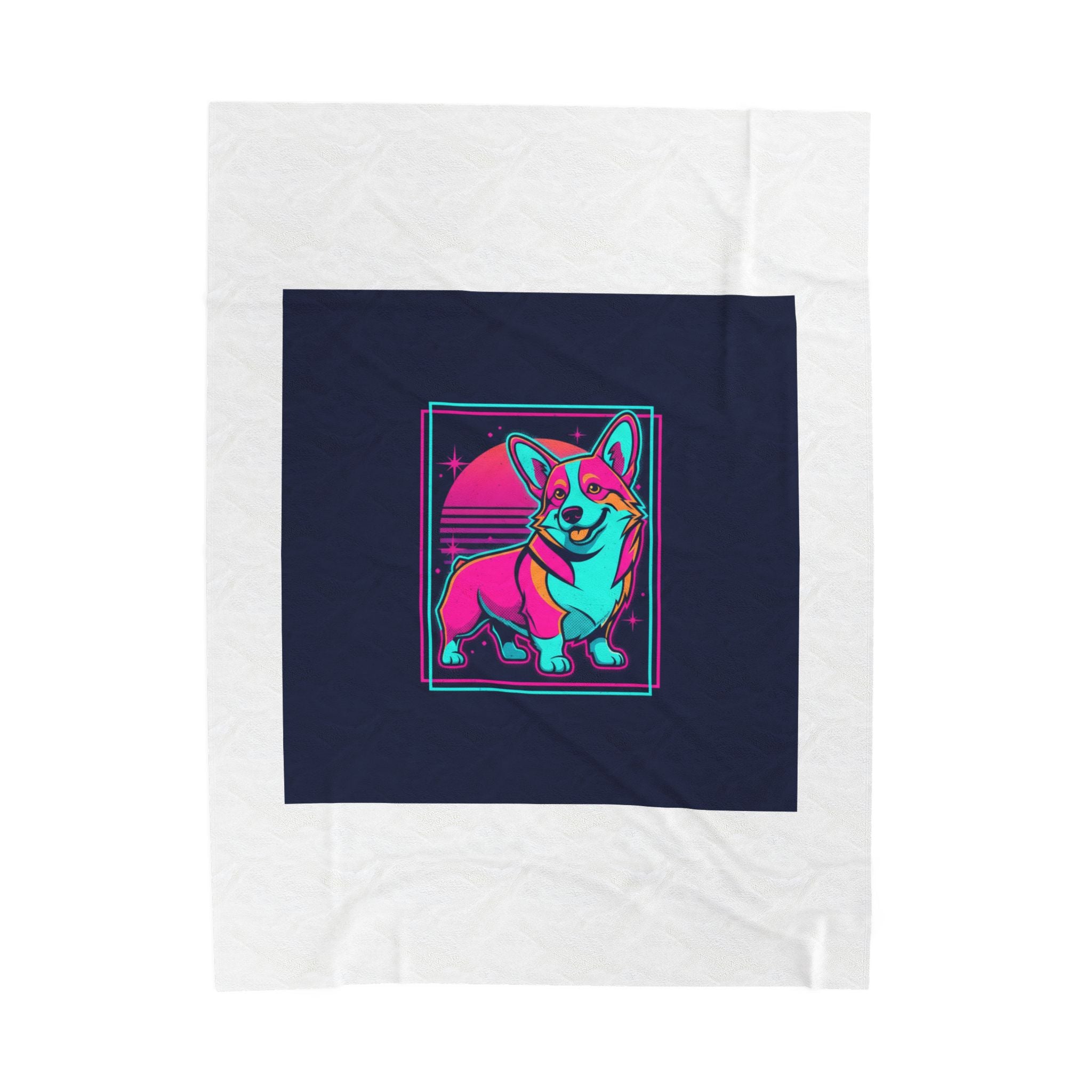 Neon Corgi Illustration Velveteen Blanket | Friendship Valentine, Platonic Love