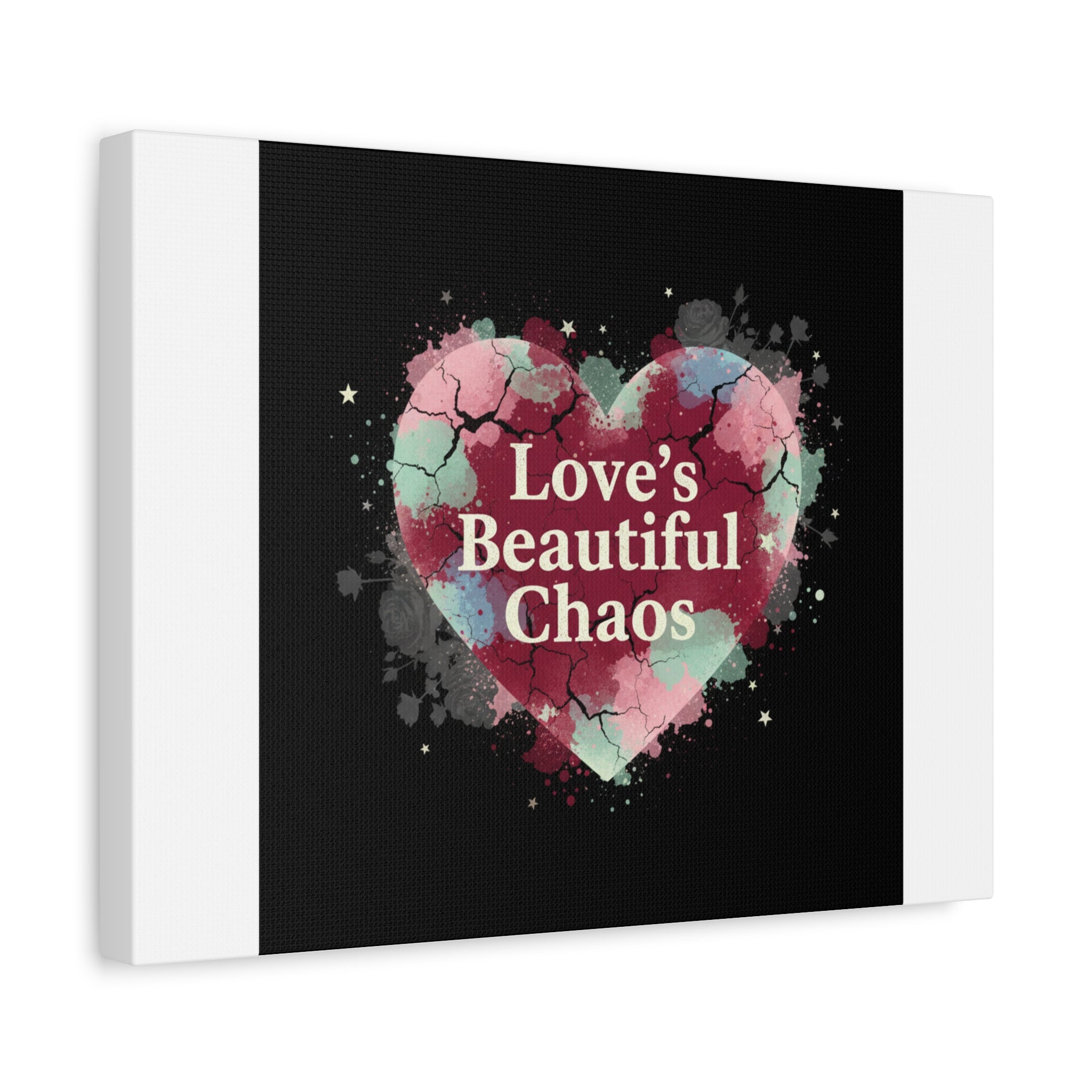 Love's Beautiful Chaos Canvas Print | Soft Grunge Hearts, Distressed Heart Art