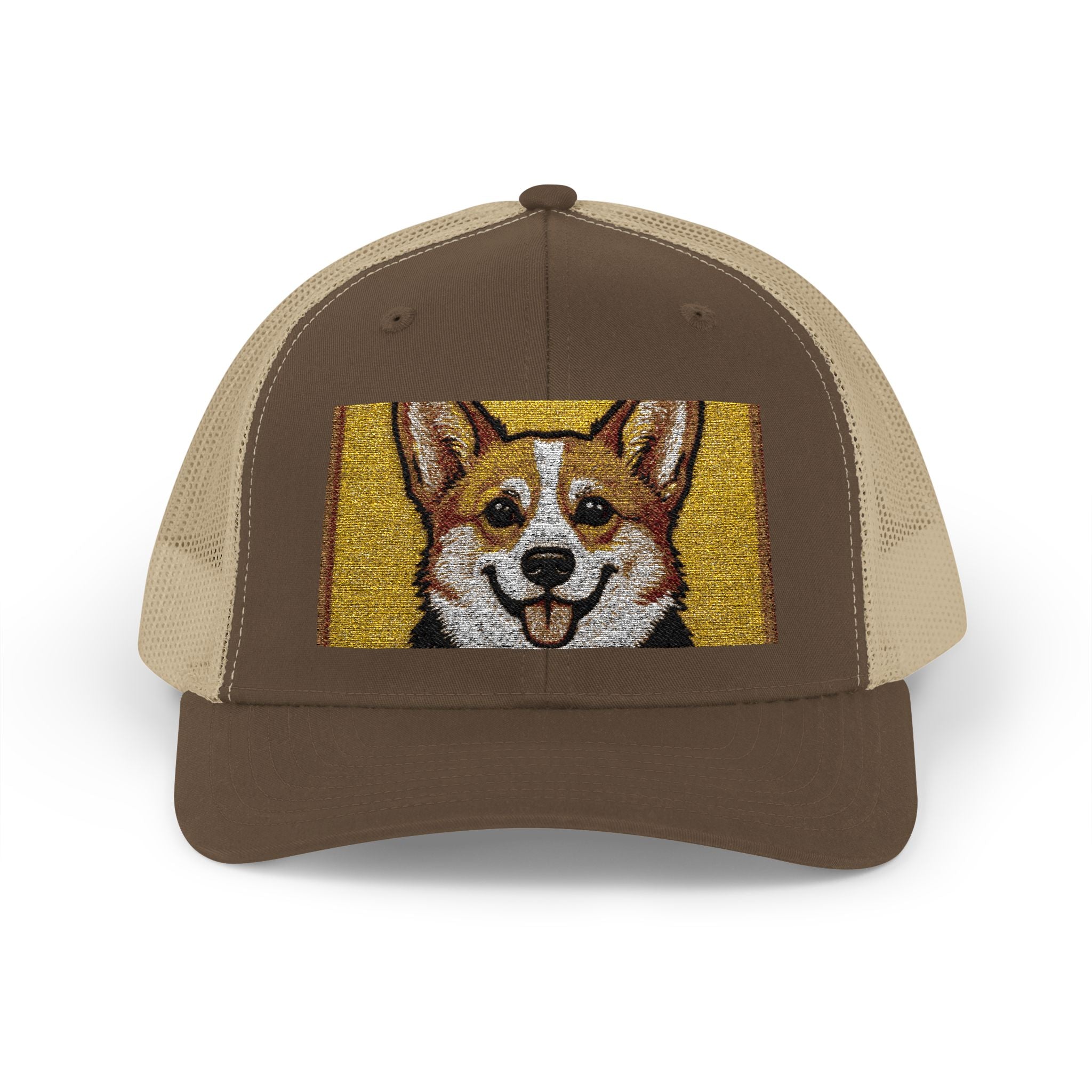 Happy Corgi Snapback Trucker Cap — "Happy Corgi Dog Happy Life"