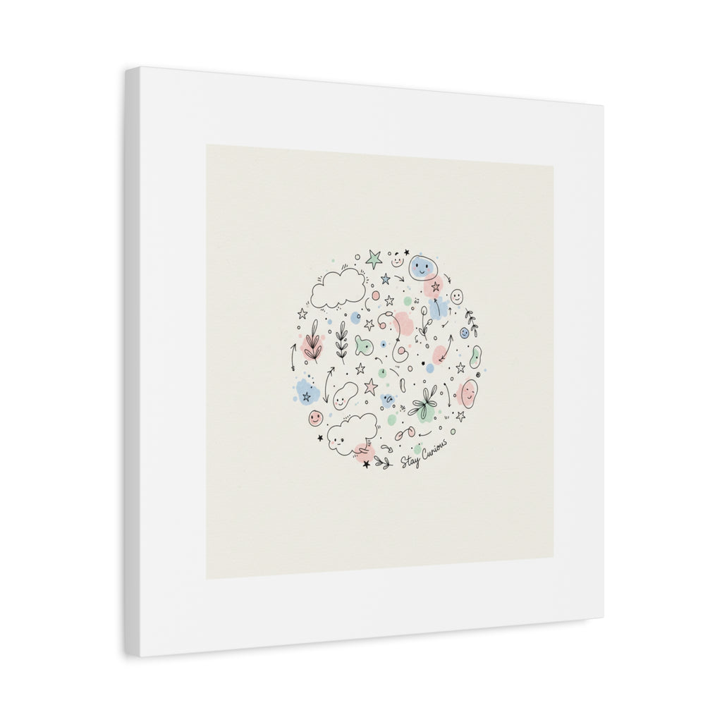 Doodle Circle Line Drawing Matte Canvas, Hand-Drawn Sketch Art
