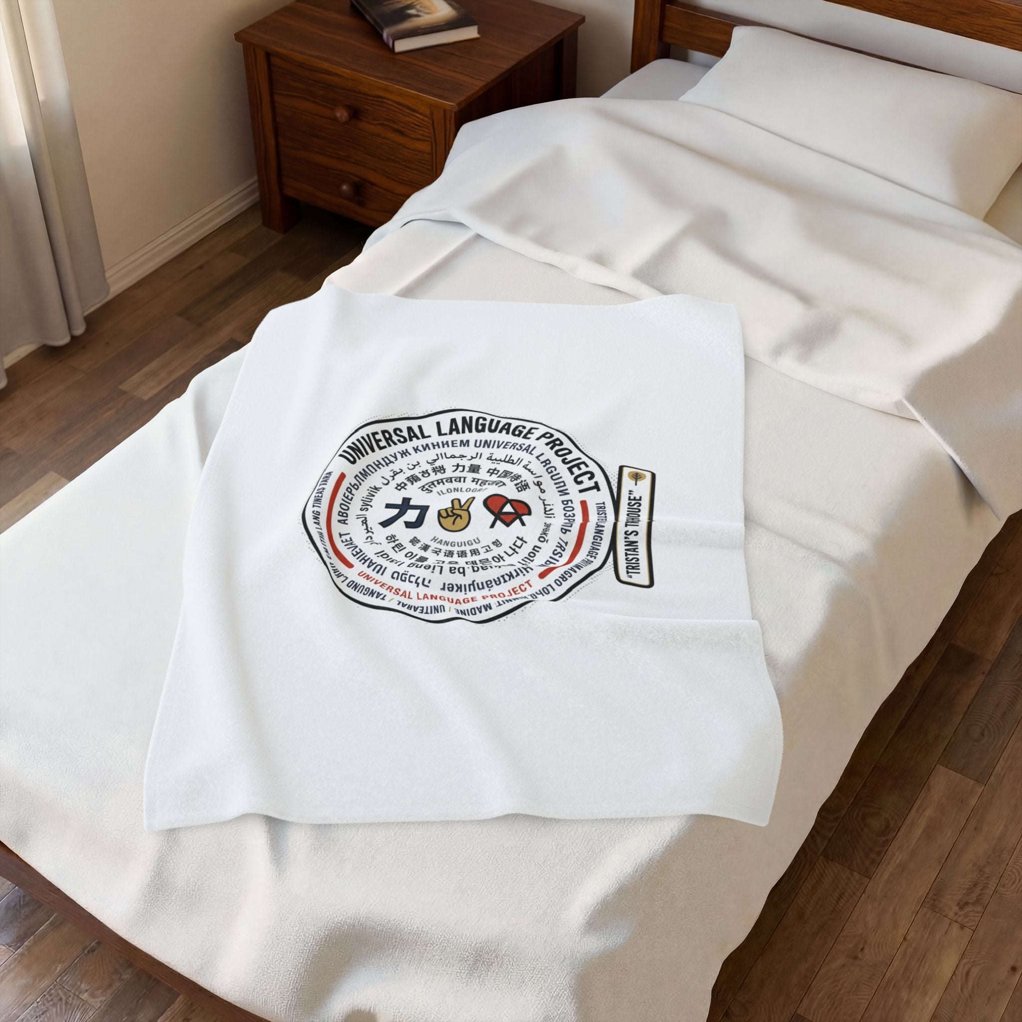Velveteen Plush Blanket — "Universal [Love/Joy/Peace/Courage/Kindness]" Multi-Script Comfort Throw
