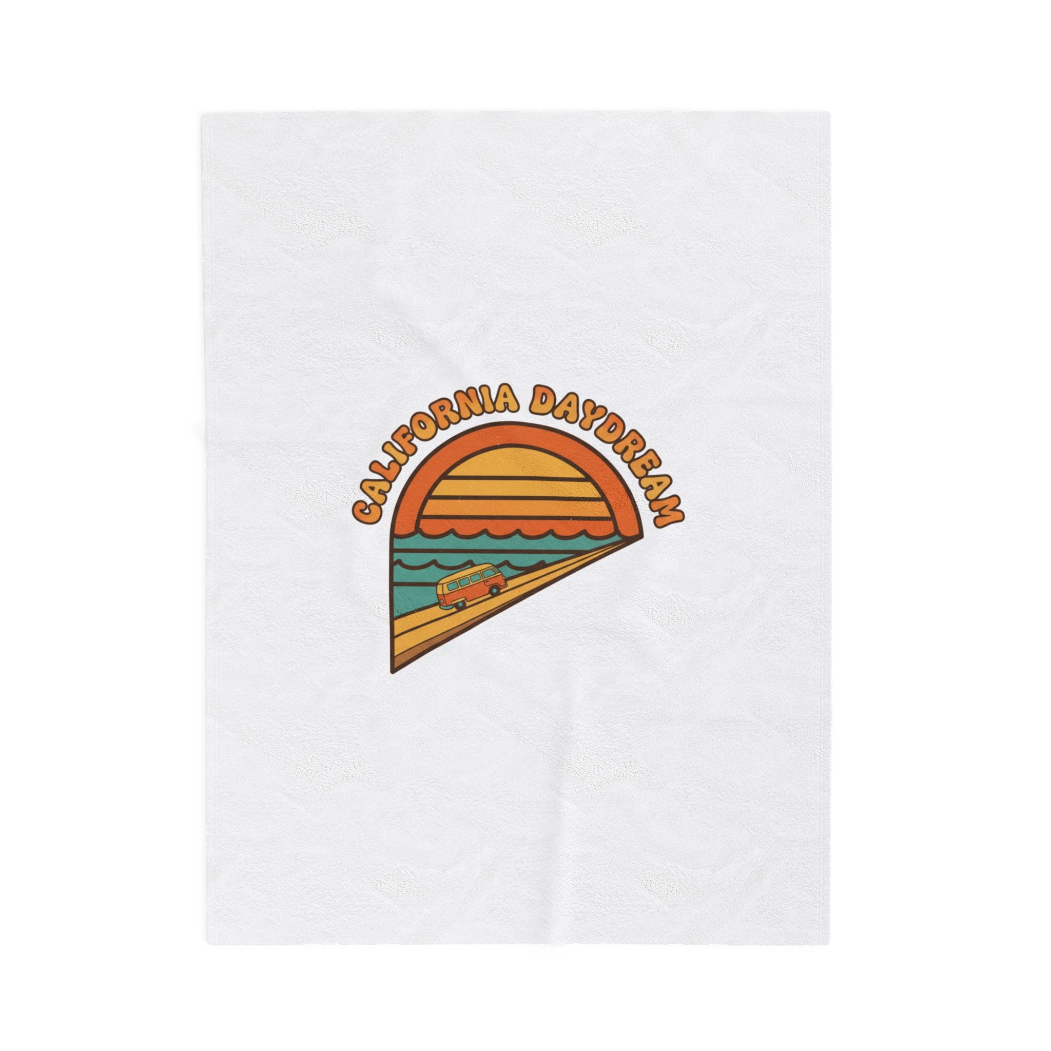 California Daydream Sunset Velveteen Blanket | 70s Retro Palm Golden Hour