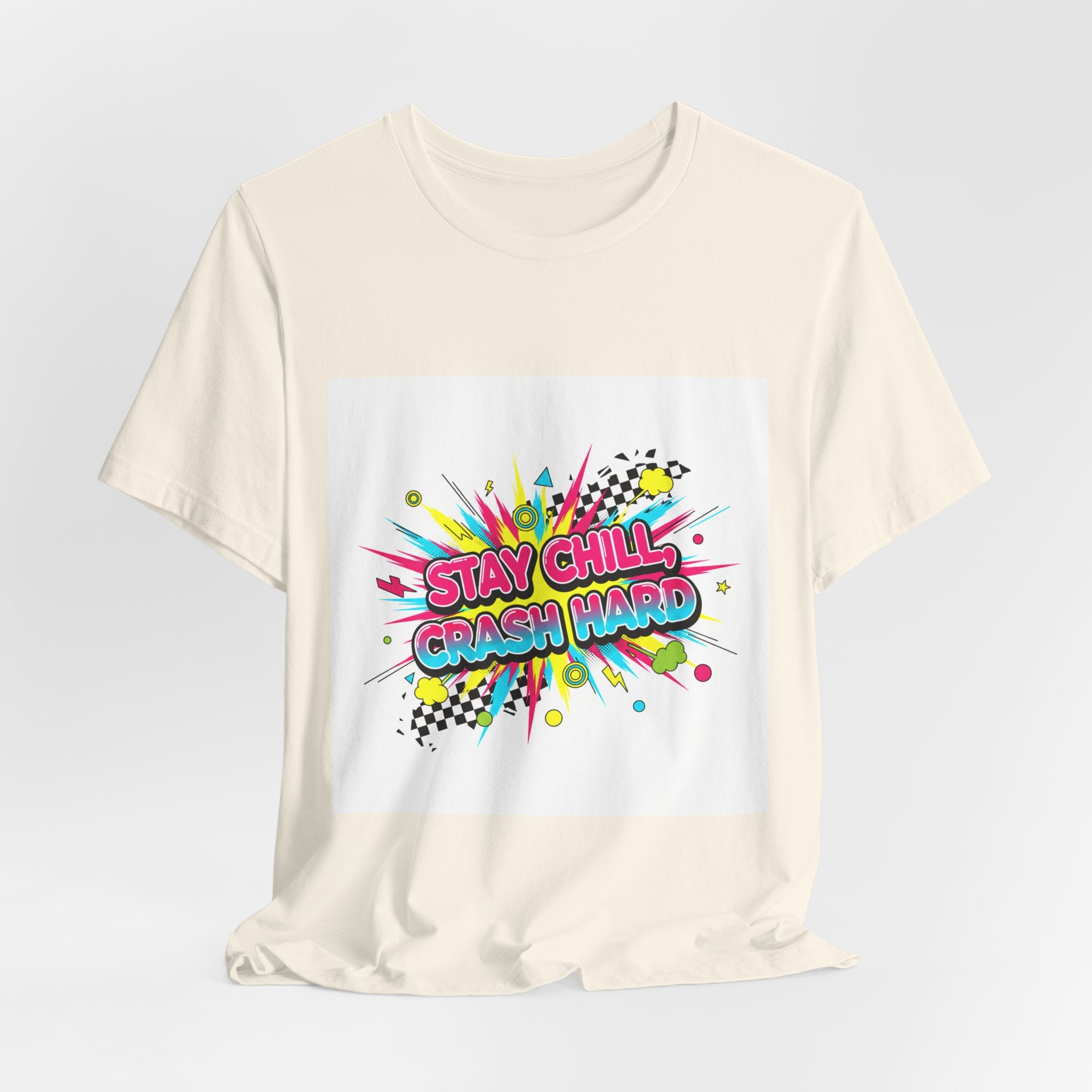 Stay Chill Crash Hard Tee | meltdown shirt, neon skate graffiti