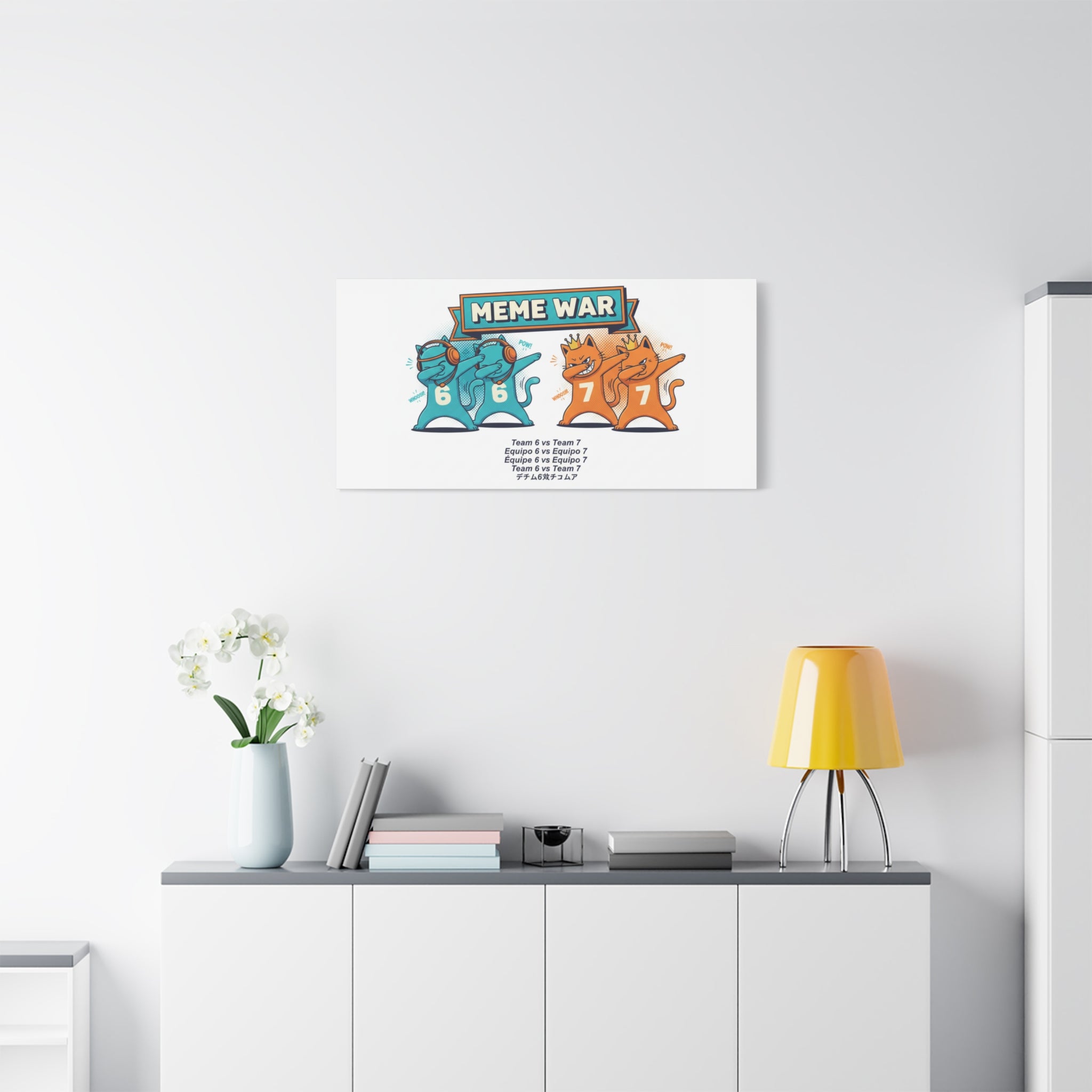 Meme War: Six vs. Seven Canvas Wall Art