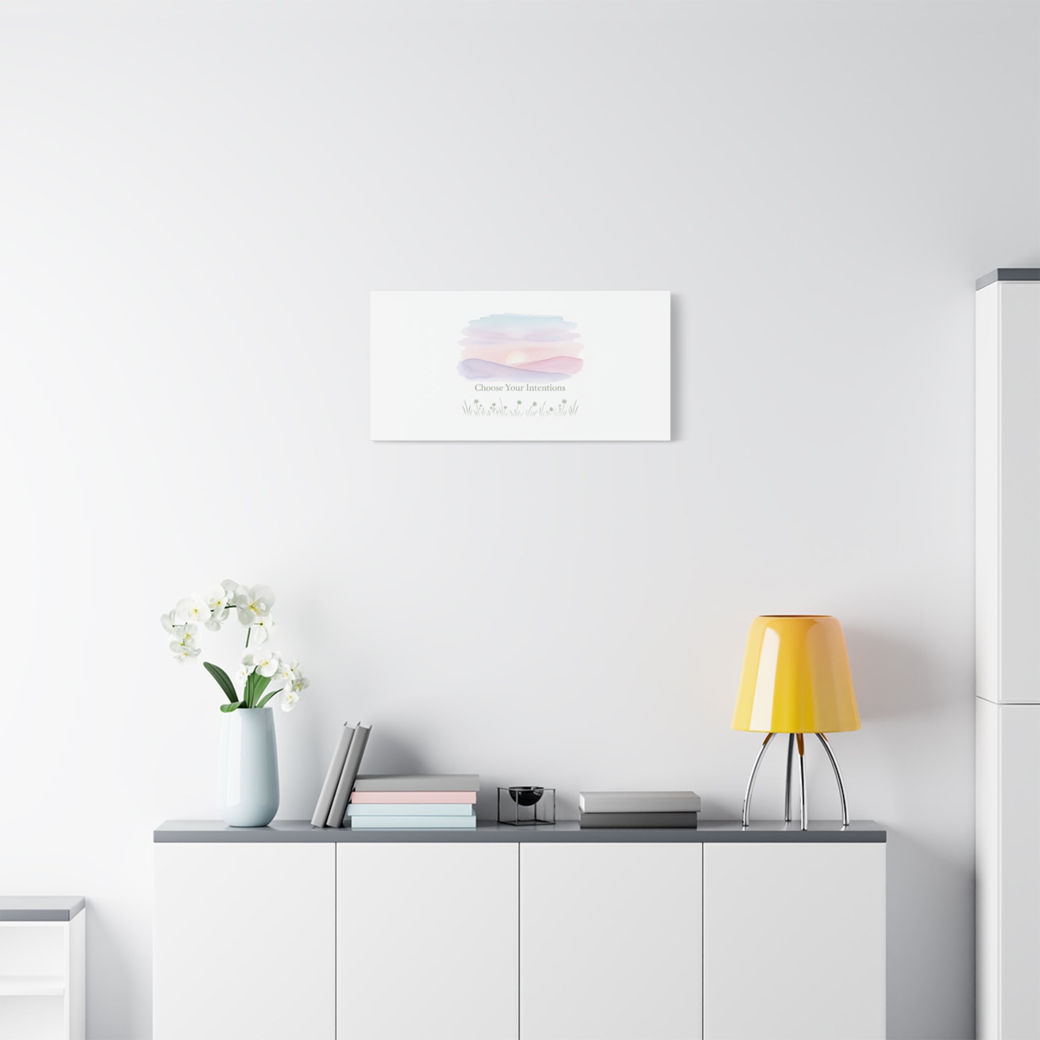 Choose Your Intentions Canvas, soft wellness poster, pastel gradient mindfulness art