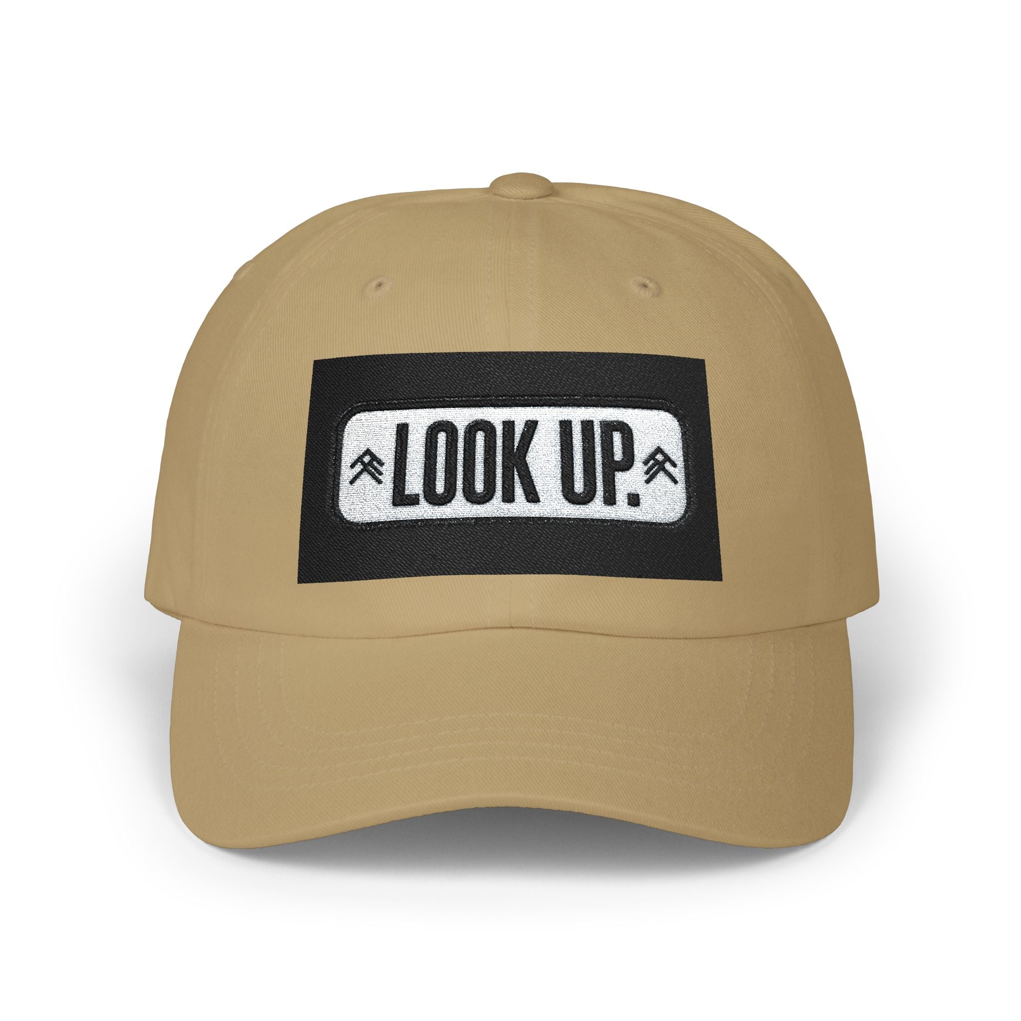 Look Up Embroidered Dad Cap — Minimalist White Baseball Hat