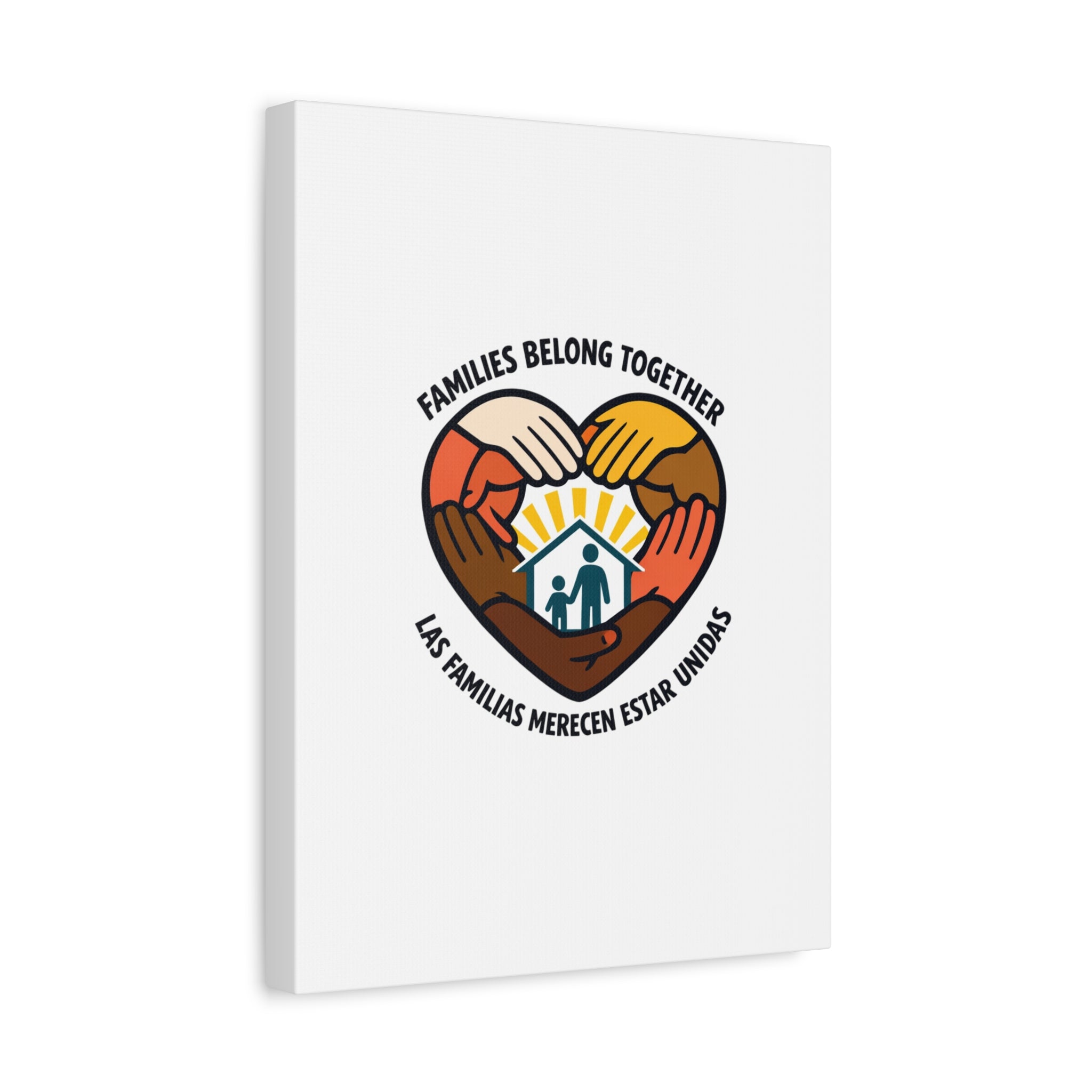 Families Belong Together Canvas, family unity solidarity, bilingual inclusive decor