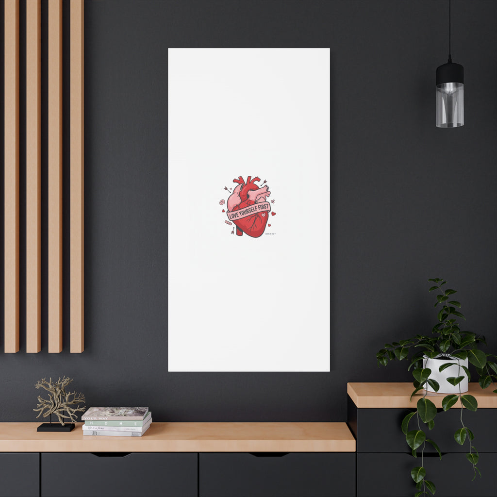 Love Yourself First Canvas, Hearts-with-a-Twist, Anti-Valentine Art