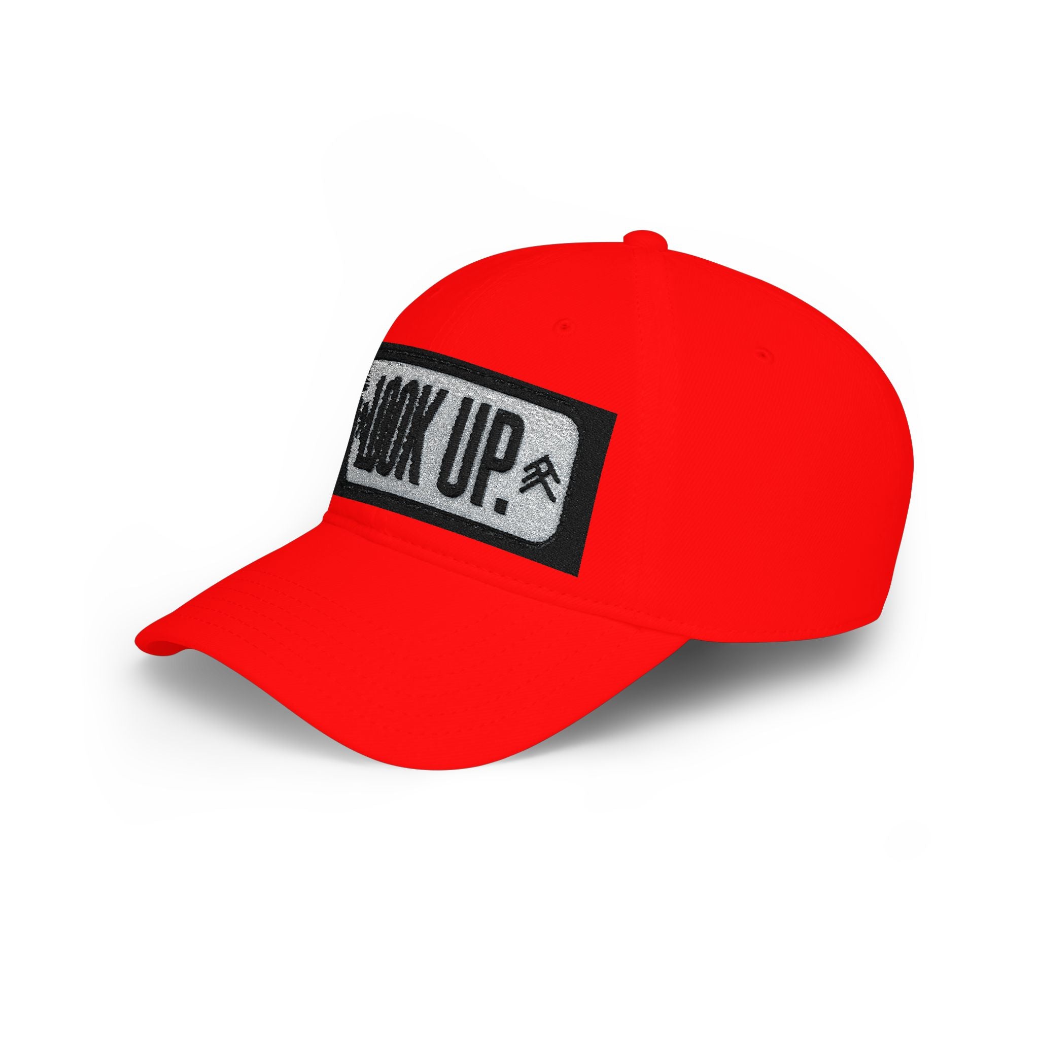 LOOK UP Patch Baseball Cap — Motivational Low-Profile Red Hat