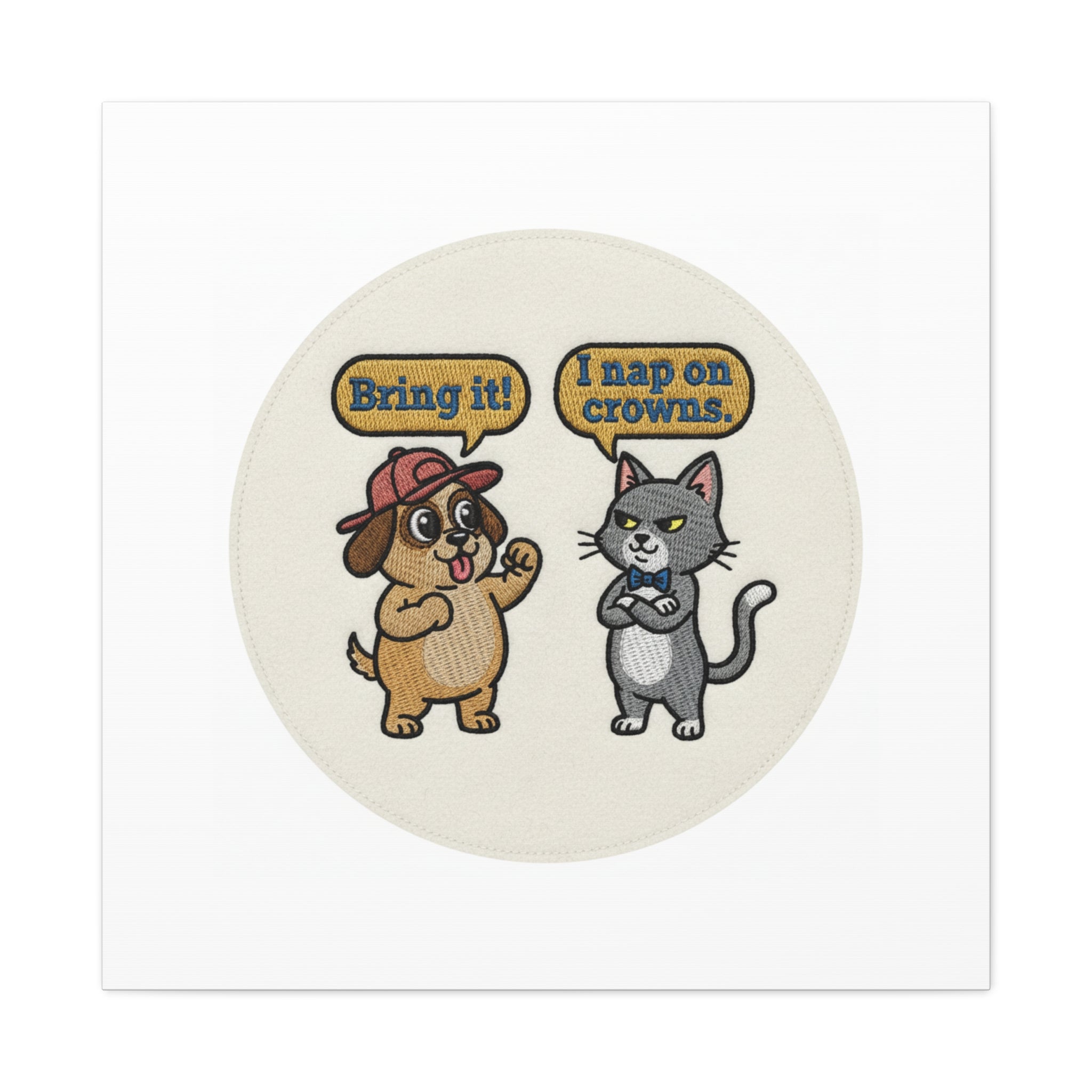 Funny Cat vs Dog Canvas | Pet Rivalry Wall Art
