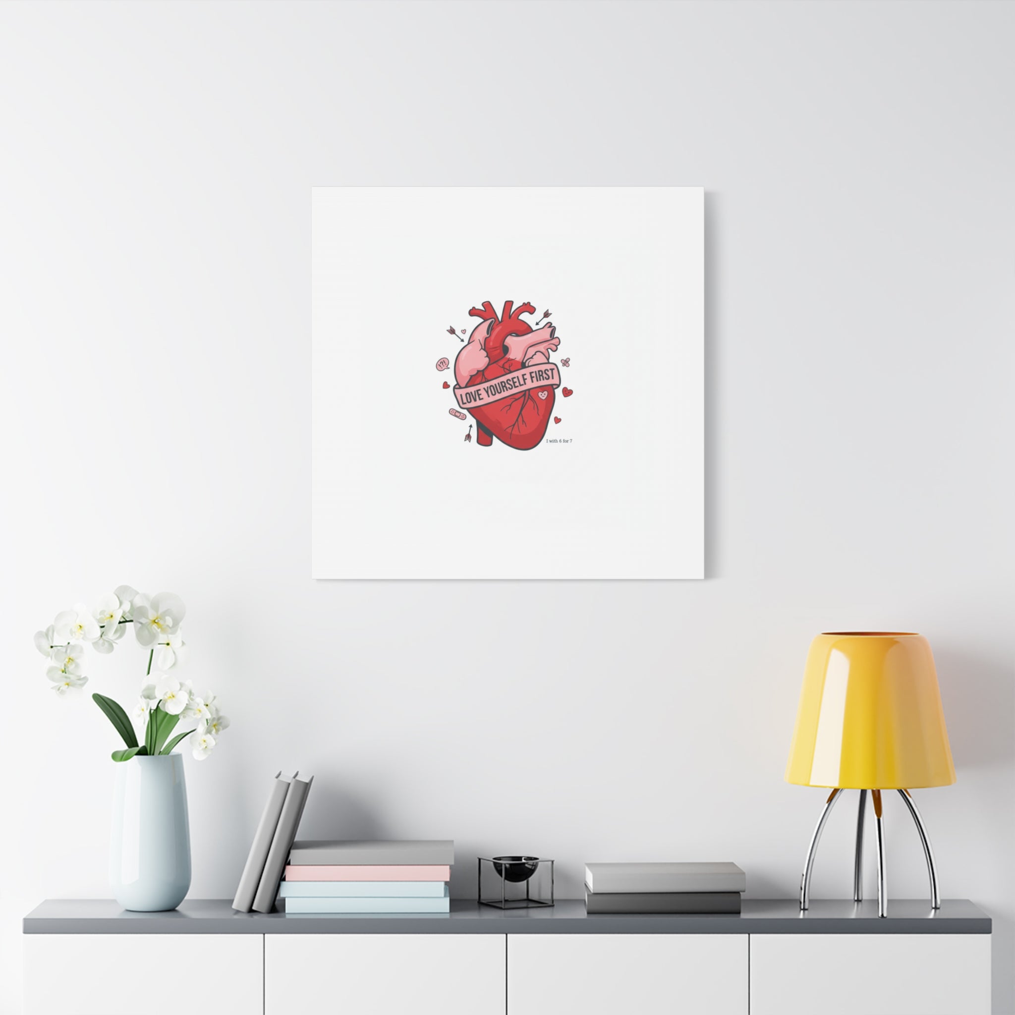 Love Yourself First Canvas, Hearts-with-a-Twist, Anti-Valentine Art