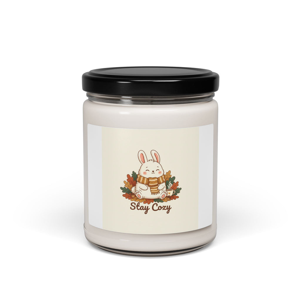 Cozy Bunny Illustration Candle, cute animal illustration | winter forest art
