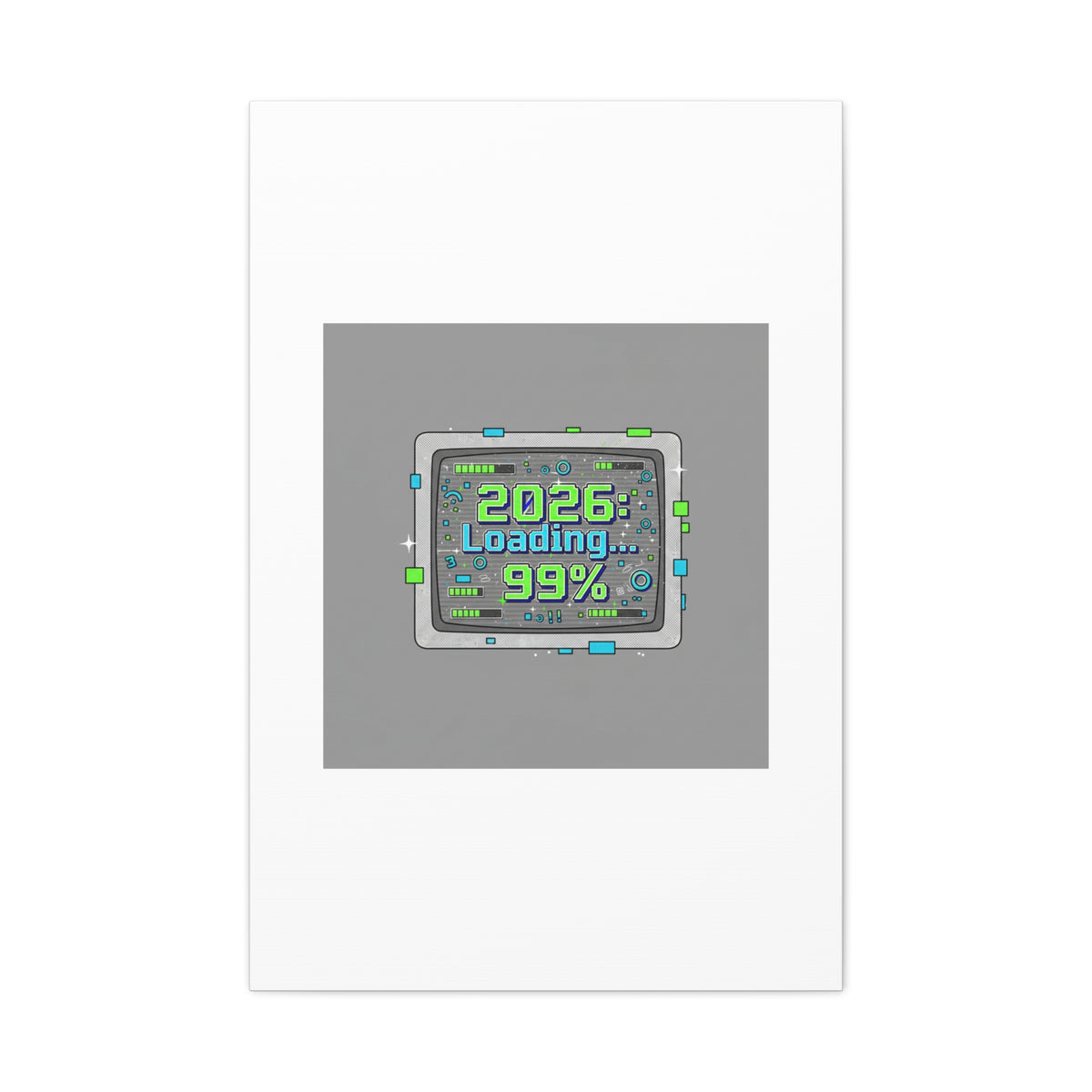 2026 Loading 99% Canvas | NYE countdown, retro system interface