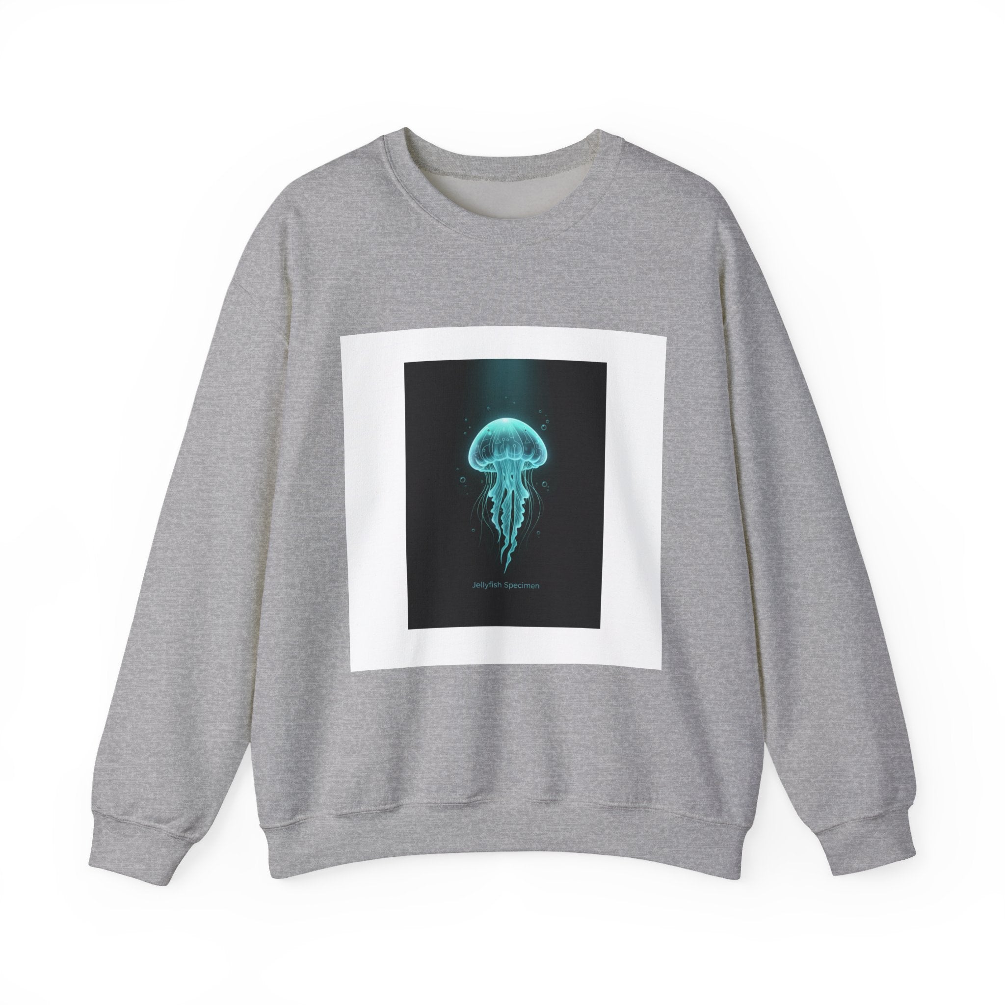 Bioluminescent Jellyfish Crewneck Sweatshirt | neon jelly print, deep-sea aesthetic