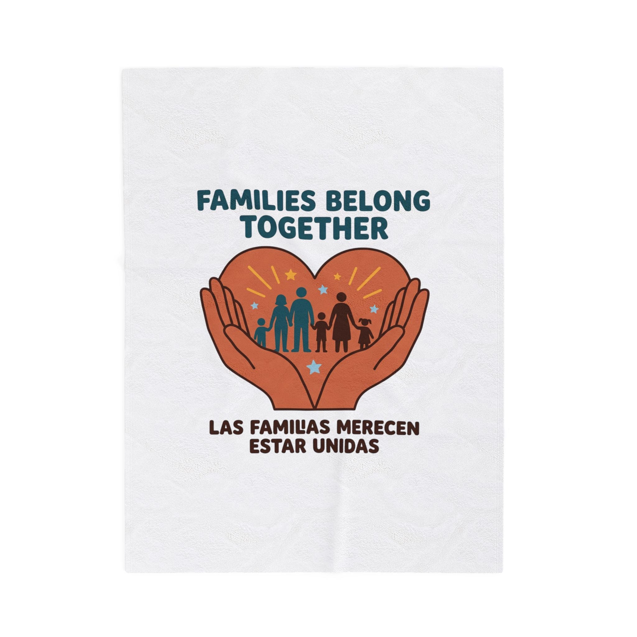 Families Belong Together Velveteen Blanket | family unity, bilingual solidarity