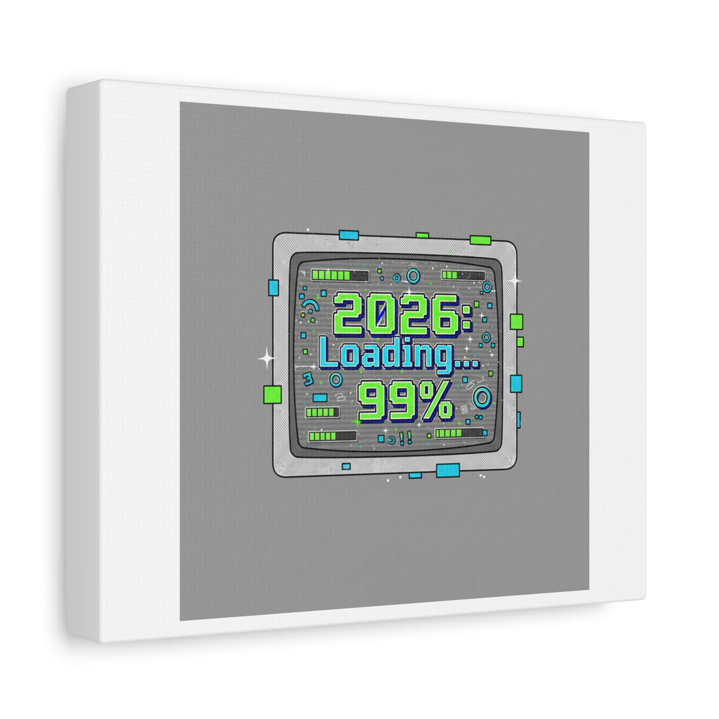 2026 Loading 99% Canvas | NYE countdown, retro system interface