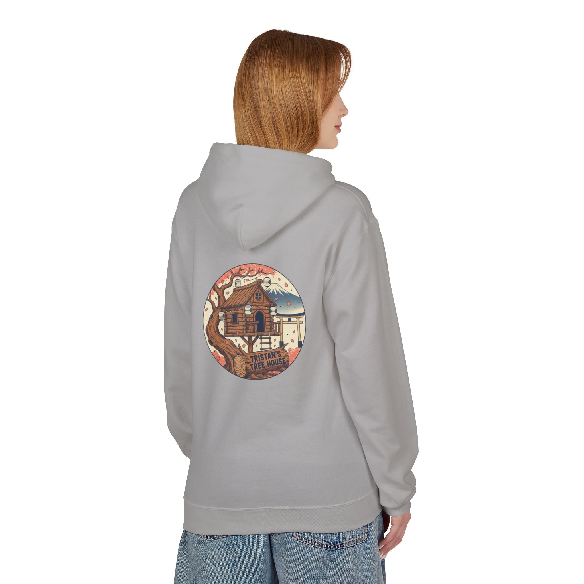 Hoodie — “Love is a Universal Language” Cozy Retro Cabin Graphic Hoodie