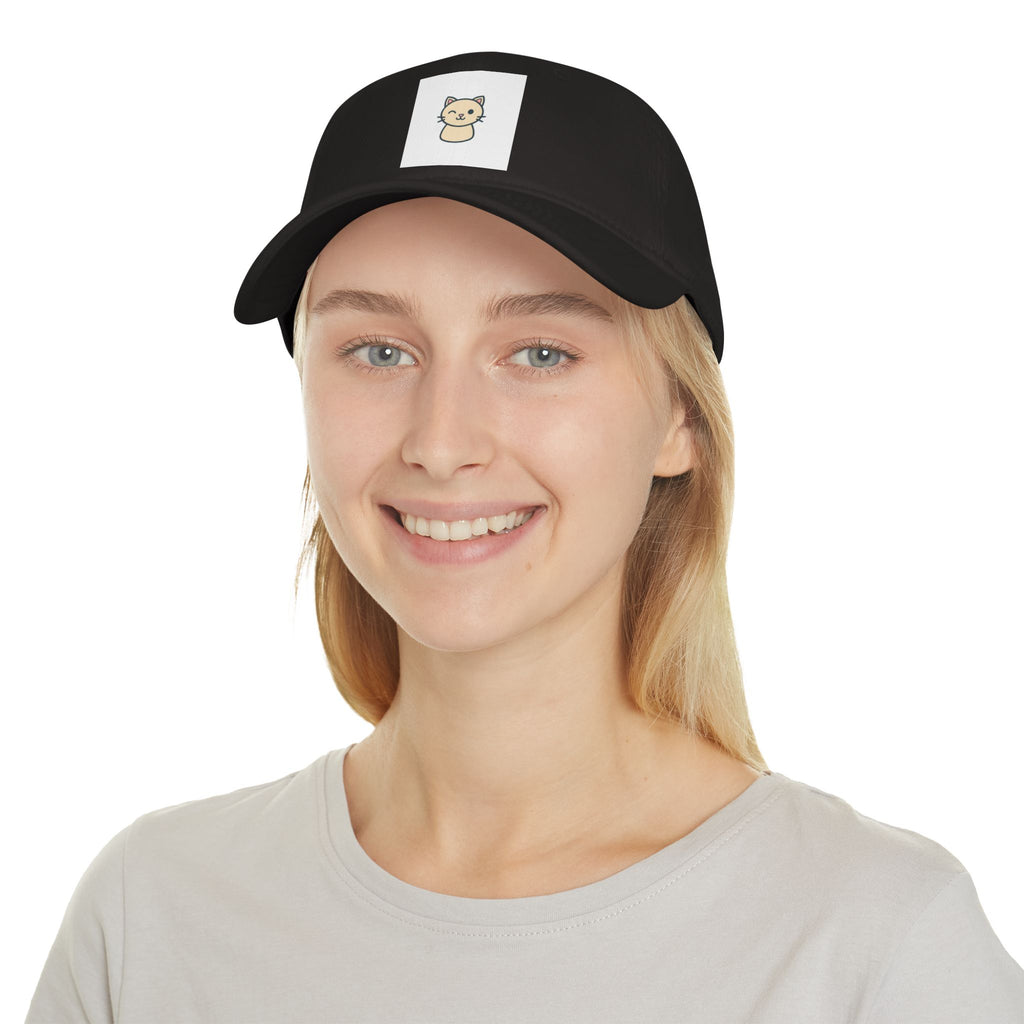 Cute Cat Patch Baseball Cap — Minimalist Kitten Embroidered Hat