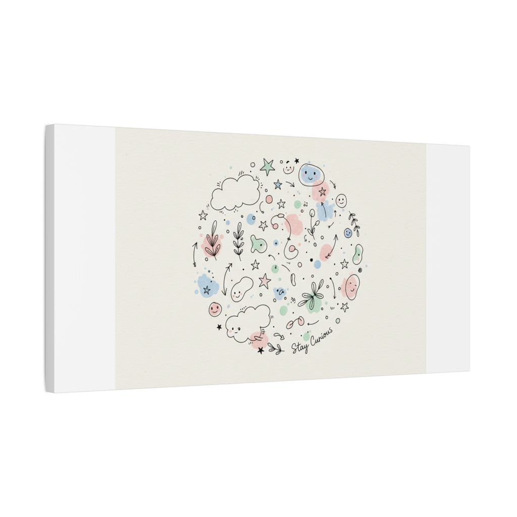 Doodle Circle Line Drawing Matte Canvas, Hand-Drawn Sketch Art