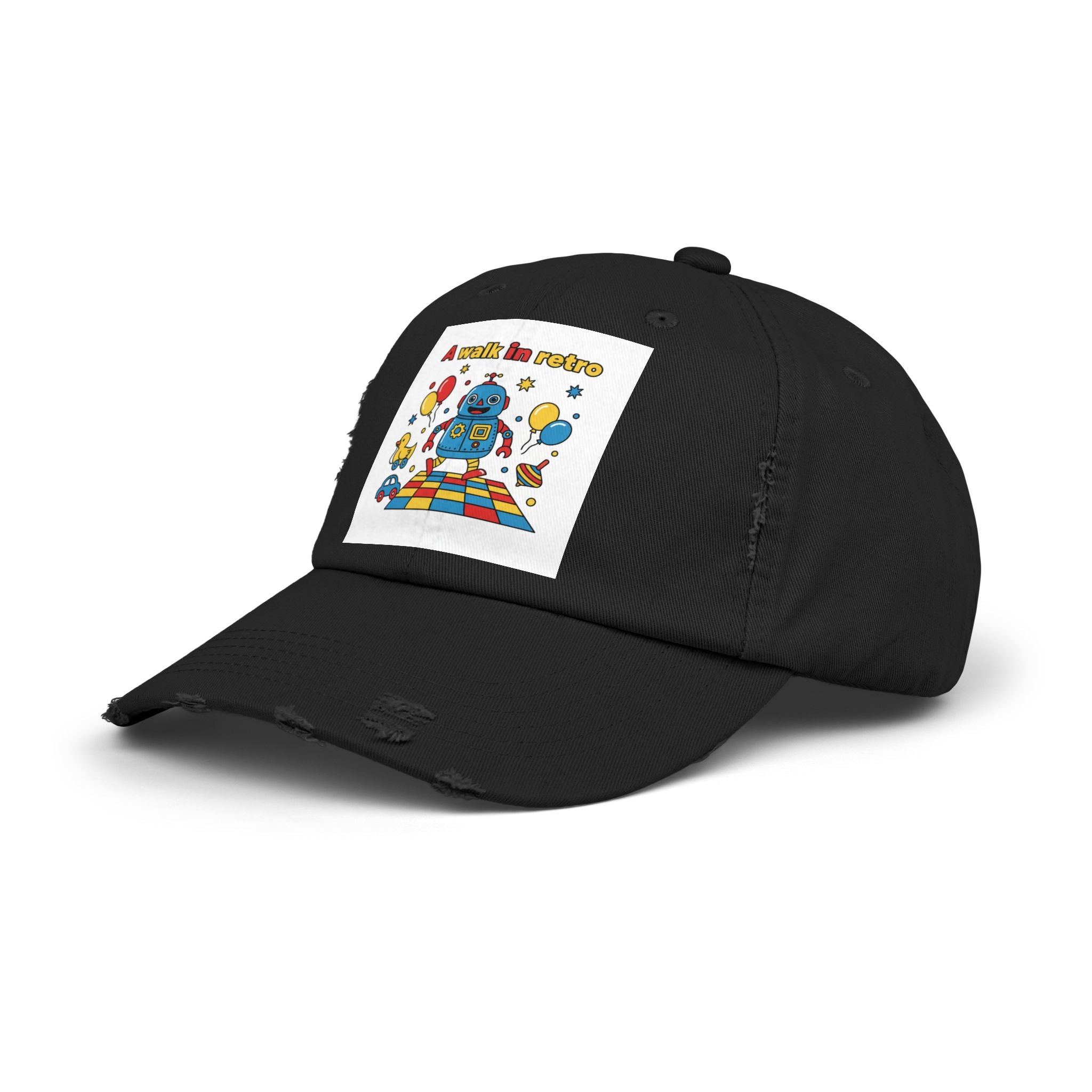 Retro Robot Baseball Cap - "A Walk in Retro" Distressed Patch Hat