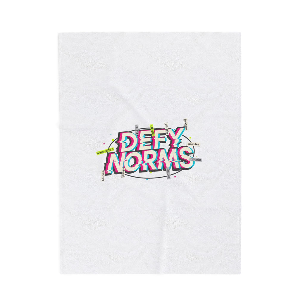 Defy Norms Velveteen Plush Blanket | anti-aesthetic, glitch font