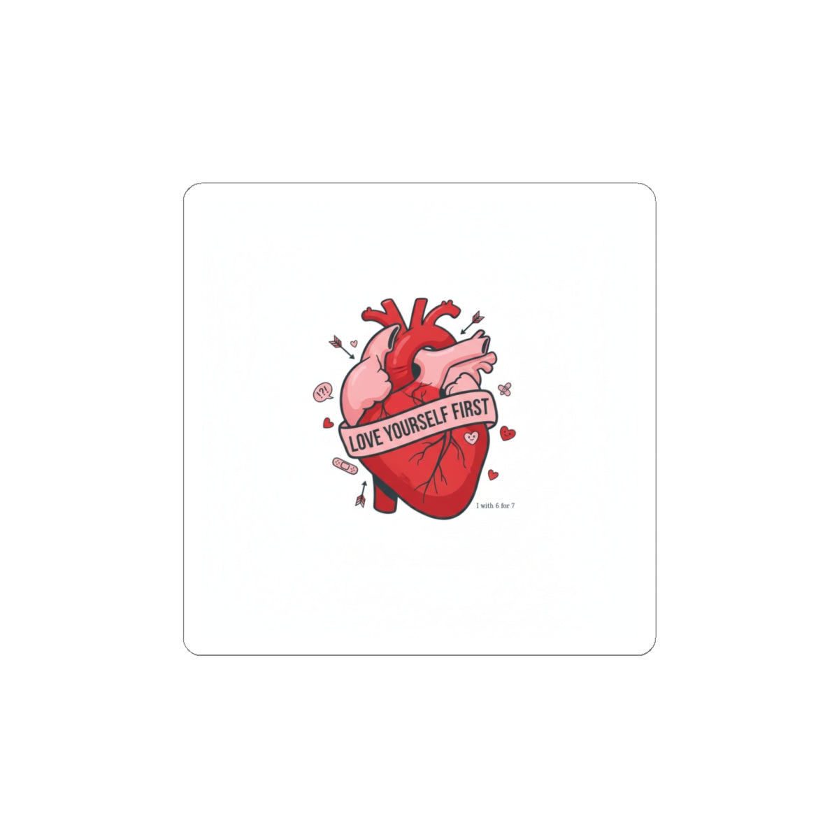 Love Yourself First Heart Sticker | anti‑Valentine, edgy heart design