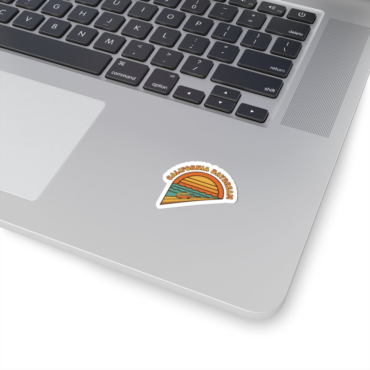 California Daydream Kiss-Cut Sticker | 1970s Sunset, Retro Palm Postcard