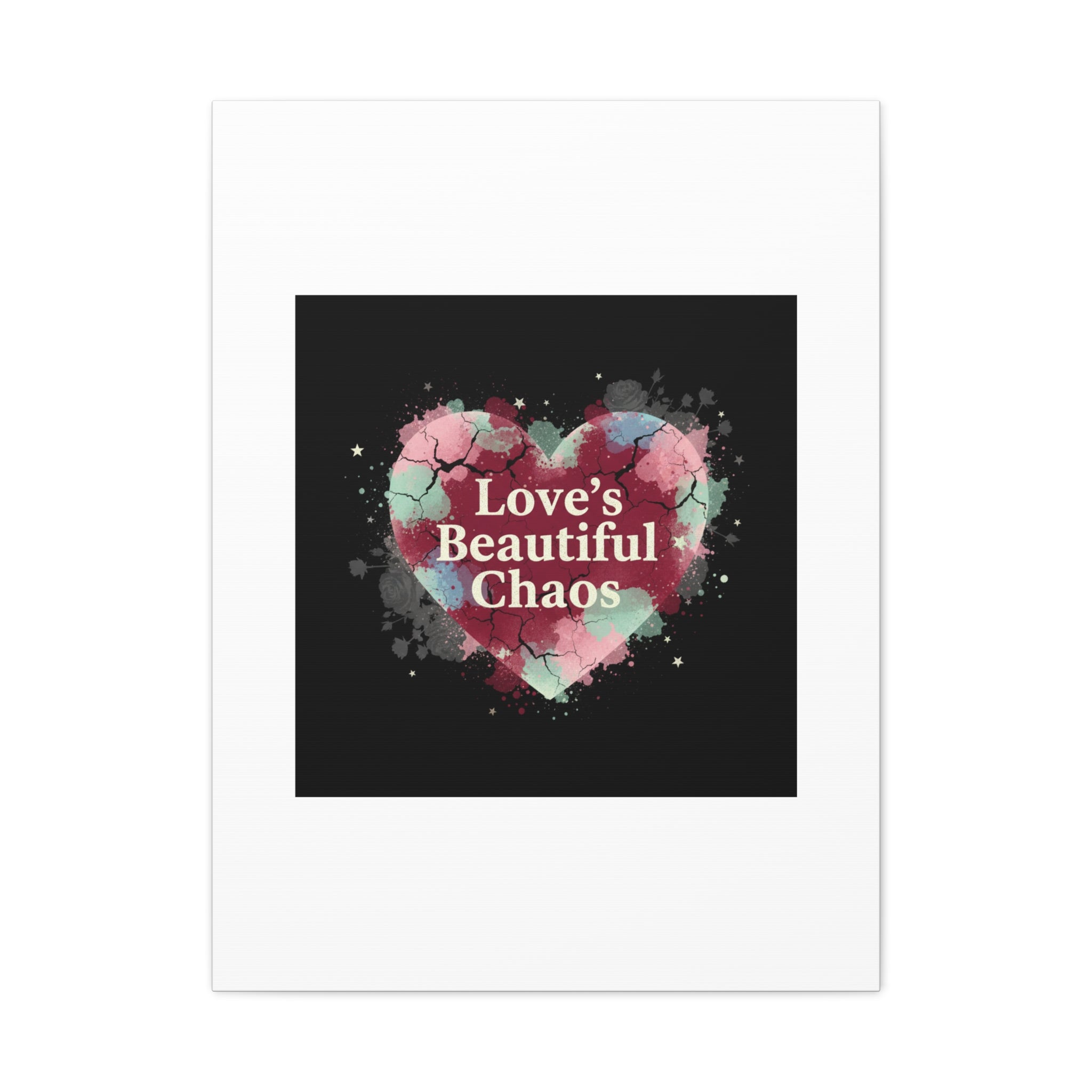 Love's Beautiful Chaos Canvas Print | Soft Grunge Hearts, Distressed Heart Art
